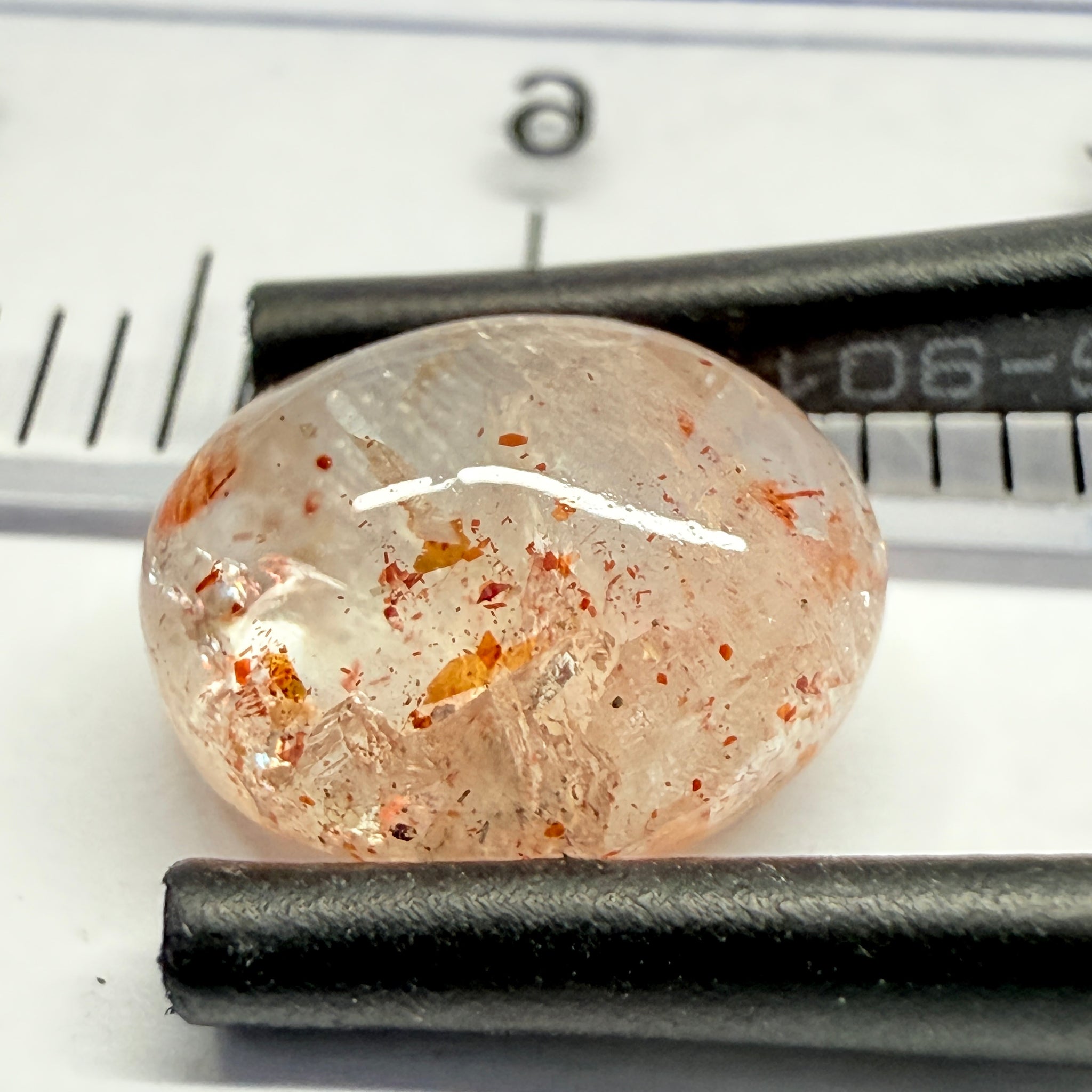 Confetti Sunstone Cabochon, 2.51ct, Tanzania, Untreated Unheated, flat backed