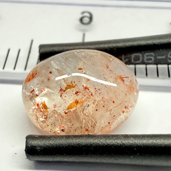 Confetti Sunstone Cabochon, 2.51ct, Tanzania, Untreated Unheated, flat backed