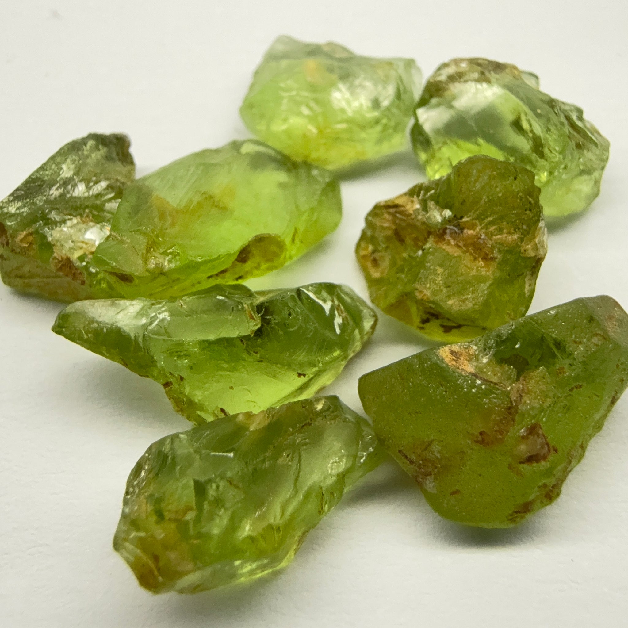 GoGo Peridot Lot, 29.31ct, Mined by the Wa GoGo tribe in Tanzania, Untreated Unheated, Bright Apple Green, 2.92ct-5.49ct, 8pcs, VS-VVS-IF