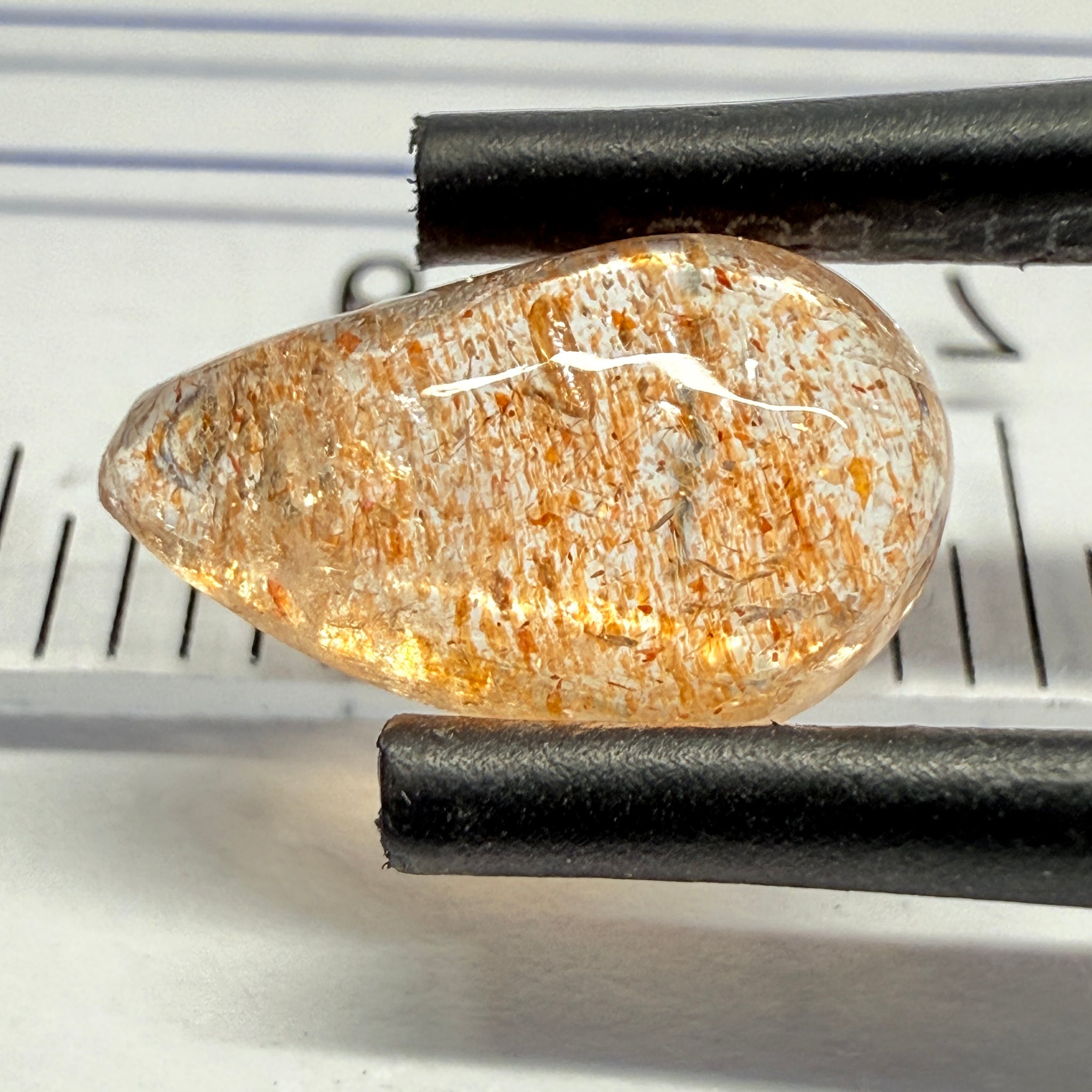 Confetti Sunstone Cabochon, 1.83ct, Tanzania, Untreated Unheated, flat backed