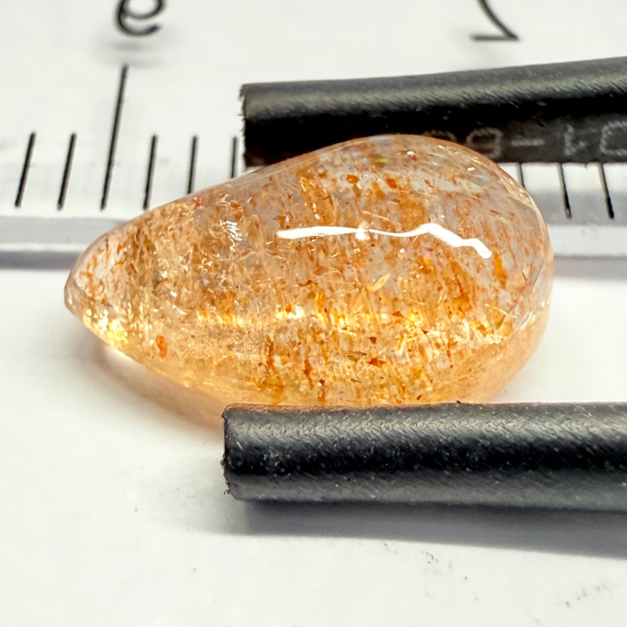 Confetti Sunstone Cabochon, 1.83ct, Tanzania, Untreated Unheated, flat backed