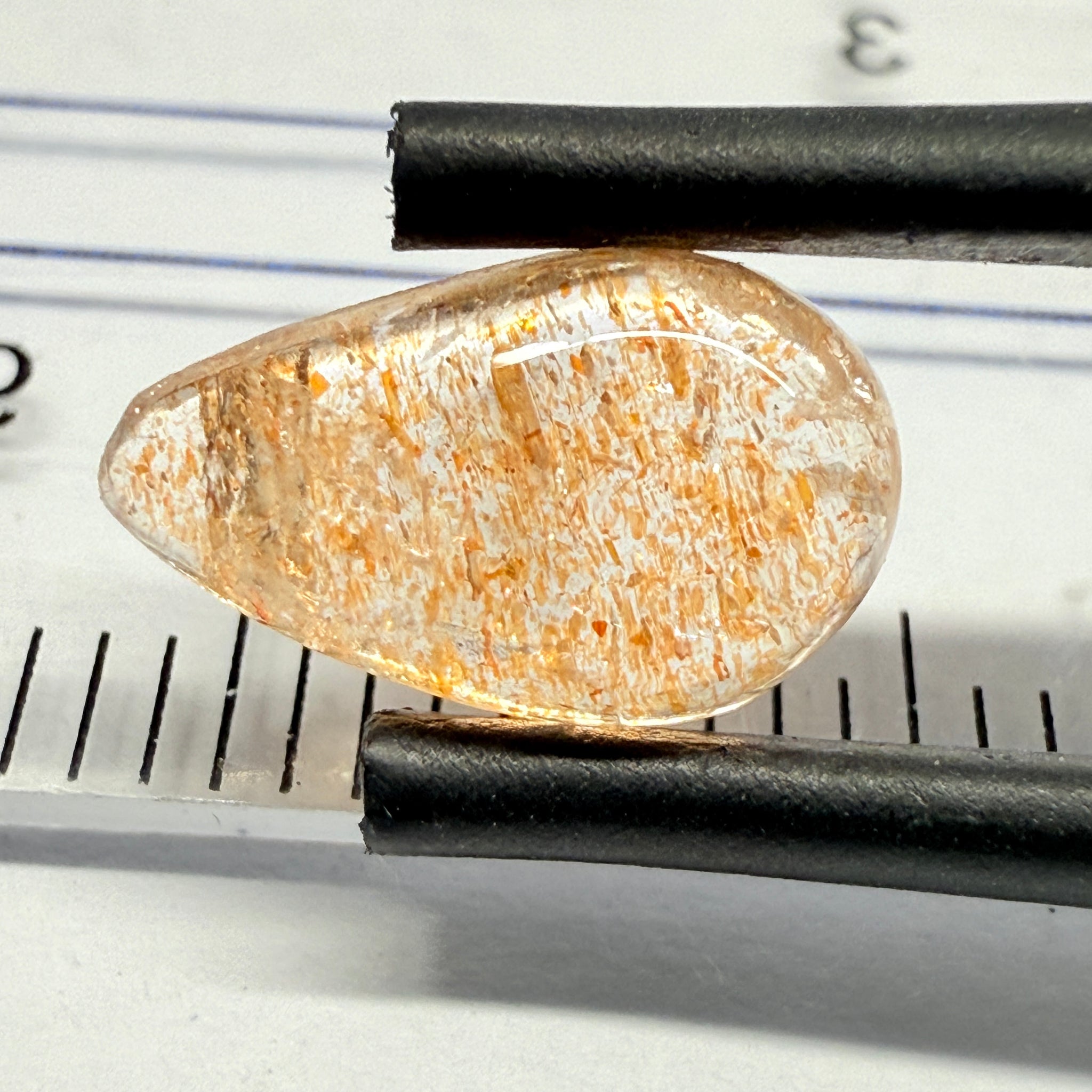 Confetti Sunstone Cabochon, 1.83ct, Tanzania, Untreated Unheated, flat backed