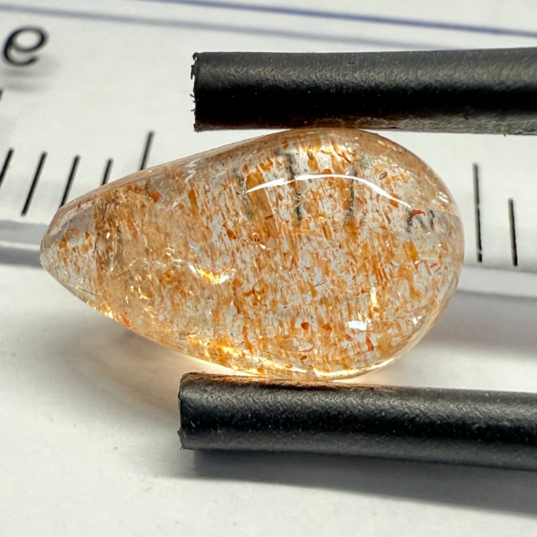 Confetti Sunstone Cabochon, 1.83ct, Tanzania, Untreated Unheated, flat backed