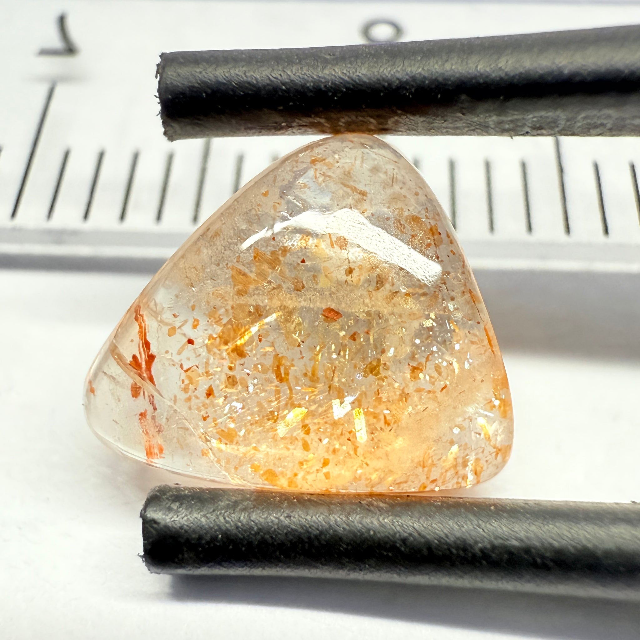 Confetti Sunstone Cabochon, 1.59ct, Tanzania, Untreated Unheated, flat backed
