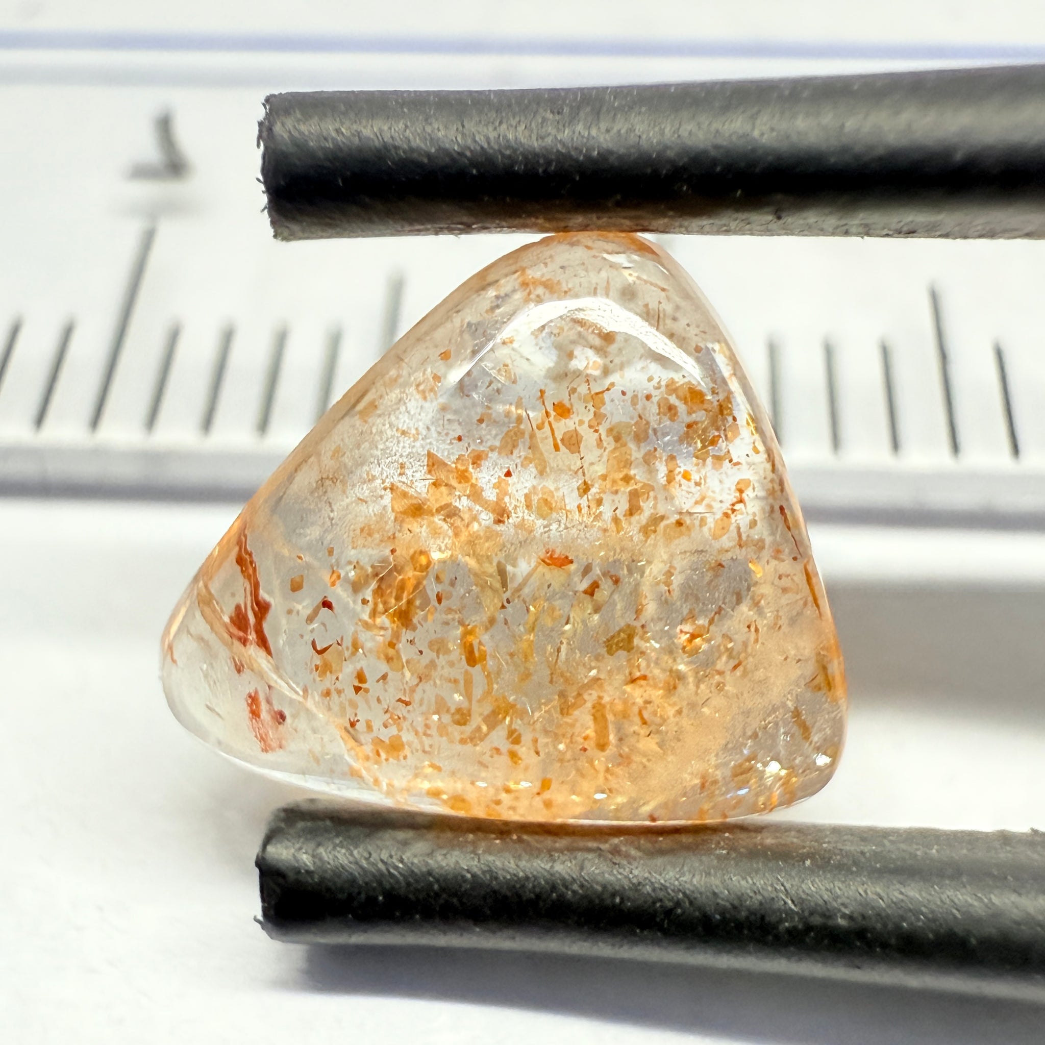 Confetti Sunstone Cabochon, 1.59ct, Tanzania, Untreated Unheated, flat backed