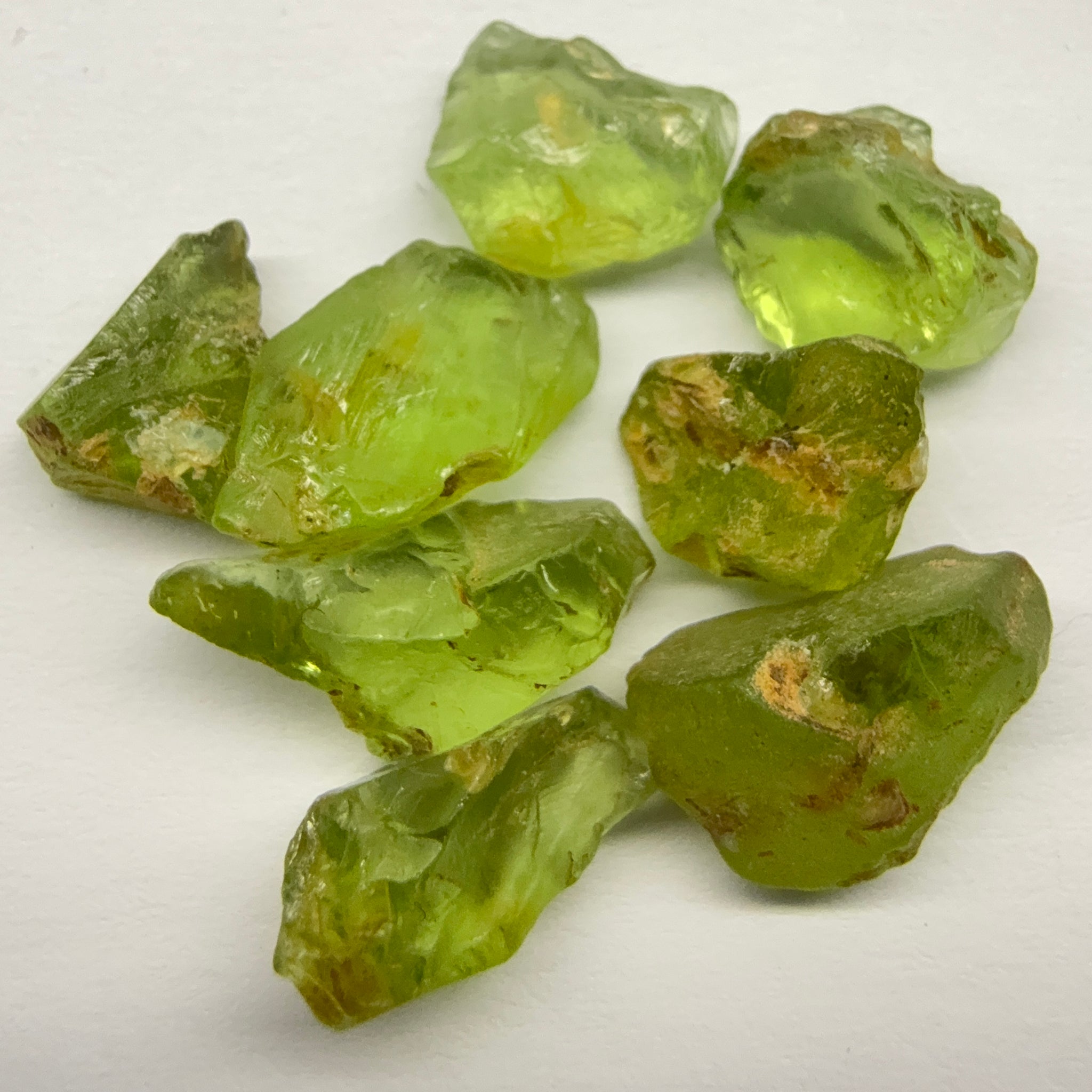 GoGo Peridot Lot, 29.31ct, Mined by the Wa GoGo tribe in Tanzania, Untreated Unheated, Bright Apple Green, 2.92ct-5.49ct, 8pcs, VS-VVS-IF