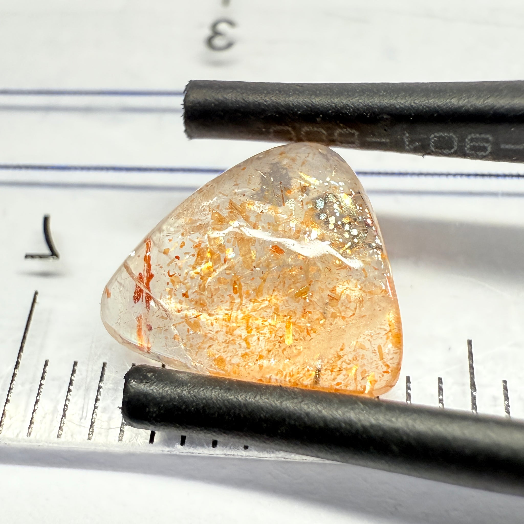 Confetti Sunstone Cabochon, 1.59ct, Tanzania, Untreated Unheated, flat backed