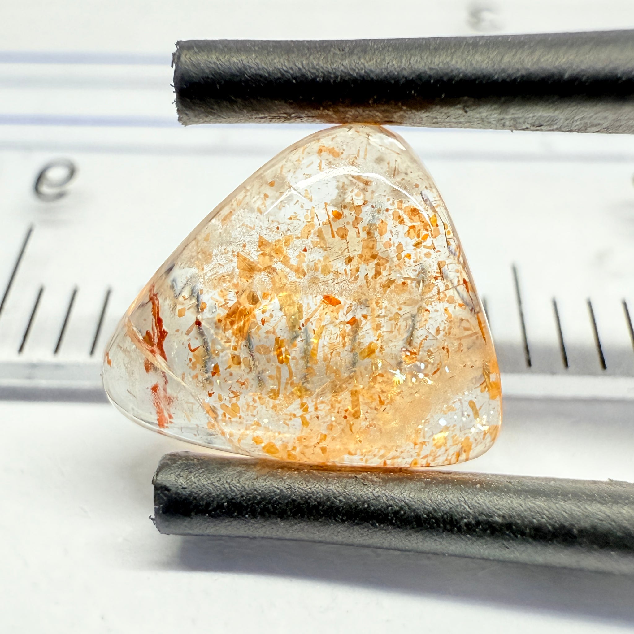 Confetti Sunstone Cabochon, 1.59ct, Tanzania, Untreated Unheated, flat backed