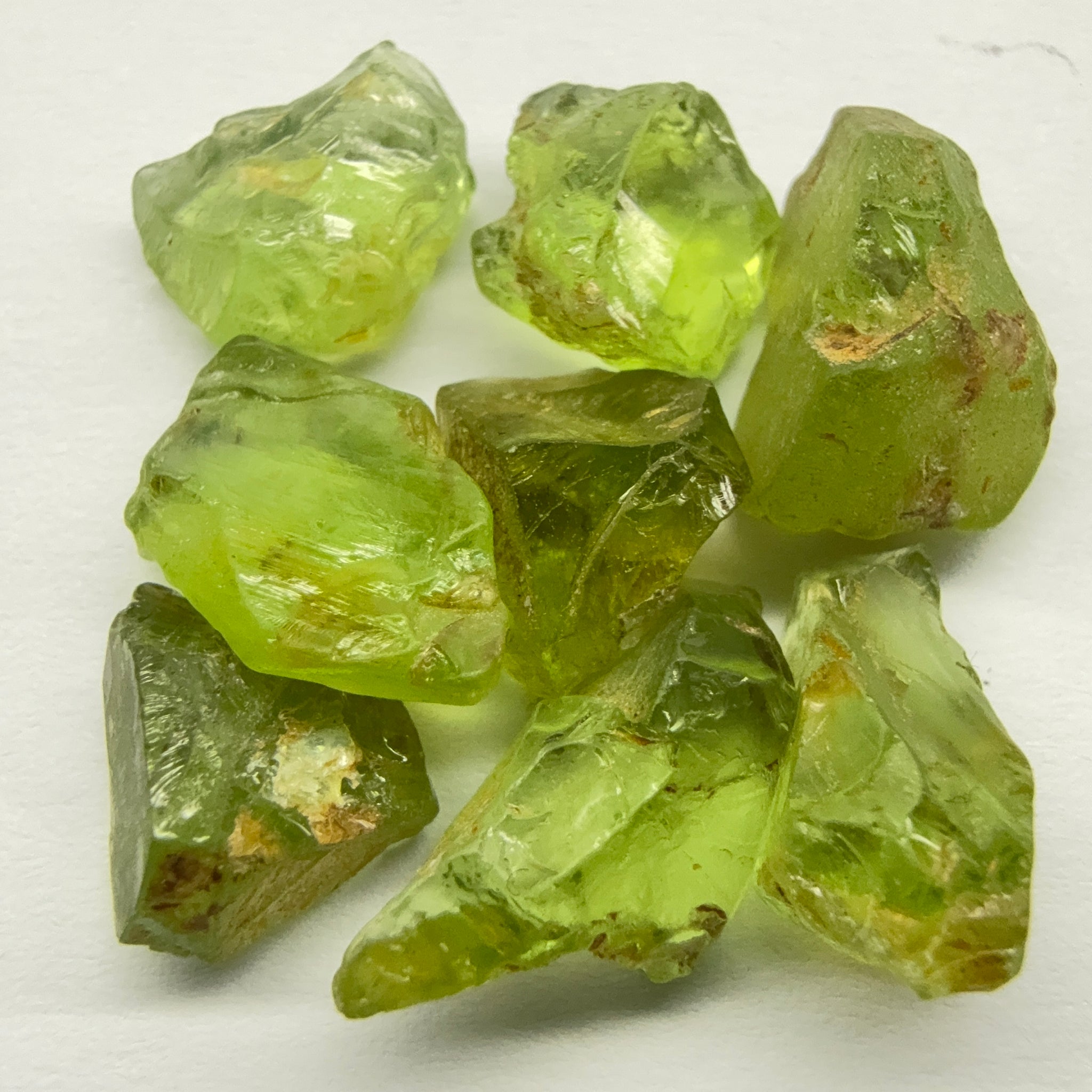 GoGo Peridot Lot, 29.31ct, Mined by the Wa GoGo tribe in Tanzania, Untreated Unheated, Bright Apple Green, 2.92ct-5.49ct, 8pcs, VS-VVS-IF