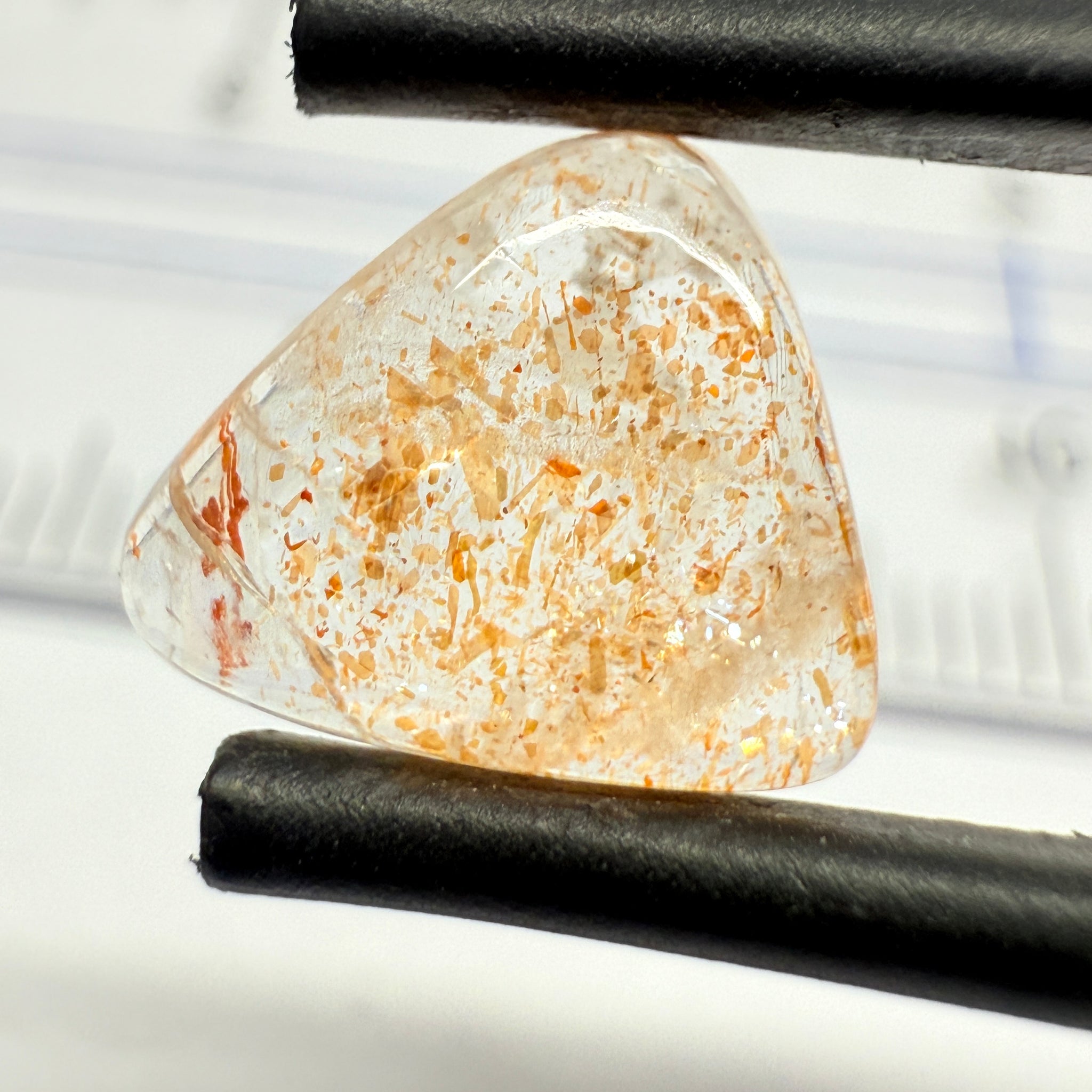 Confetti Sunstone Cabochon, 1.59ct, Tanzania, Untreated Unheated, flat backed