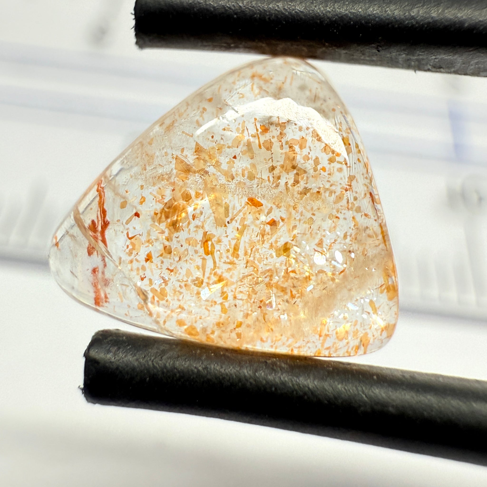 Confetti Sunstone Cabochon, 1.59ct, Tanzania, Untreated Unheated, flat backed
