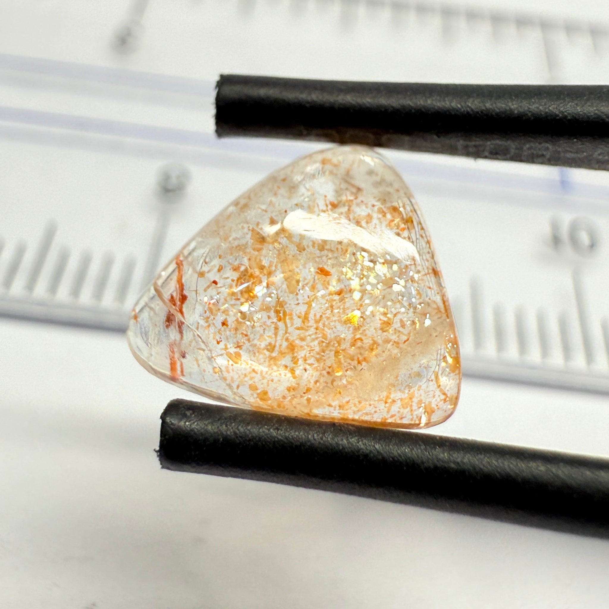 Confetti Sunstone Cabochon, 1.59ct, Tanzania, Untreated Unheated, flat backed