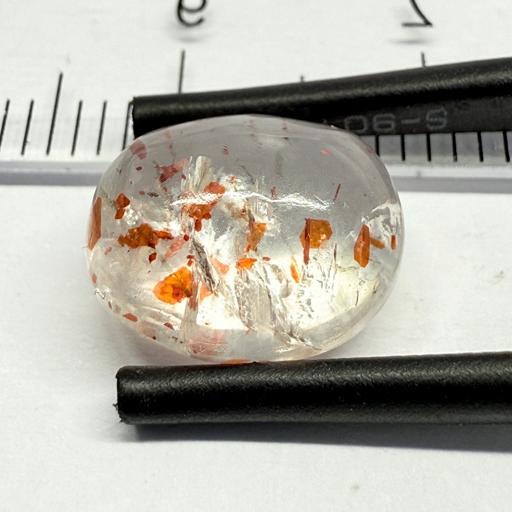 Confetti Sunstone Cabochon, 4.73ct, Tanzania, Untreated Unheated, flat backed