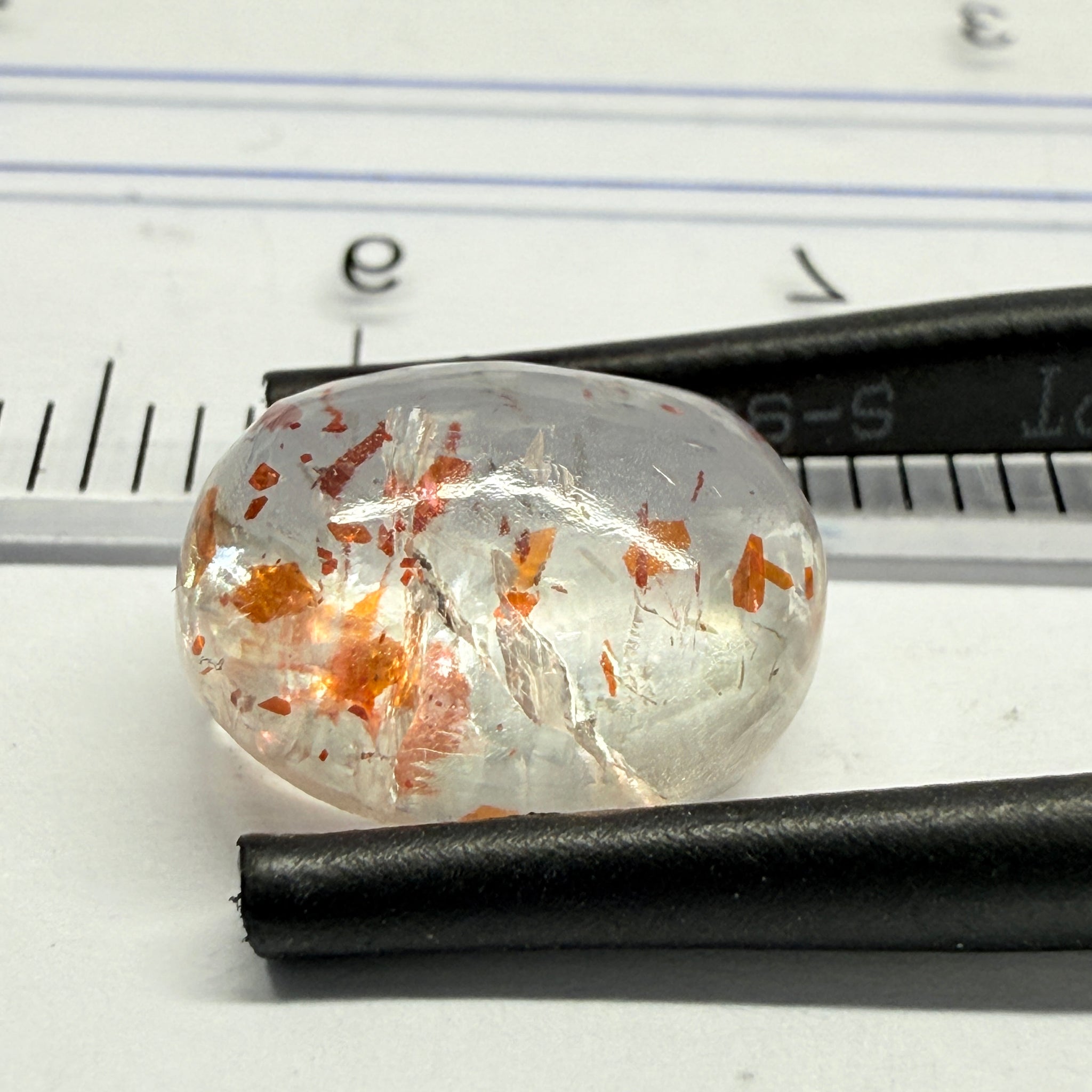 Confetti Sunstone Cabochon, 4.73ct, Tanzania, Untreated Unheated, flat backed