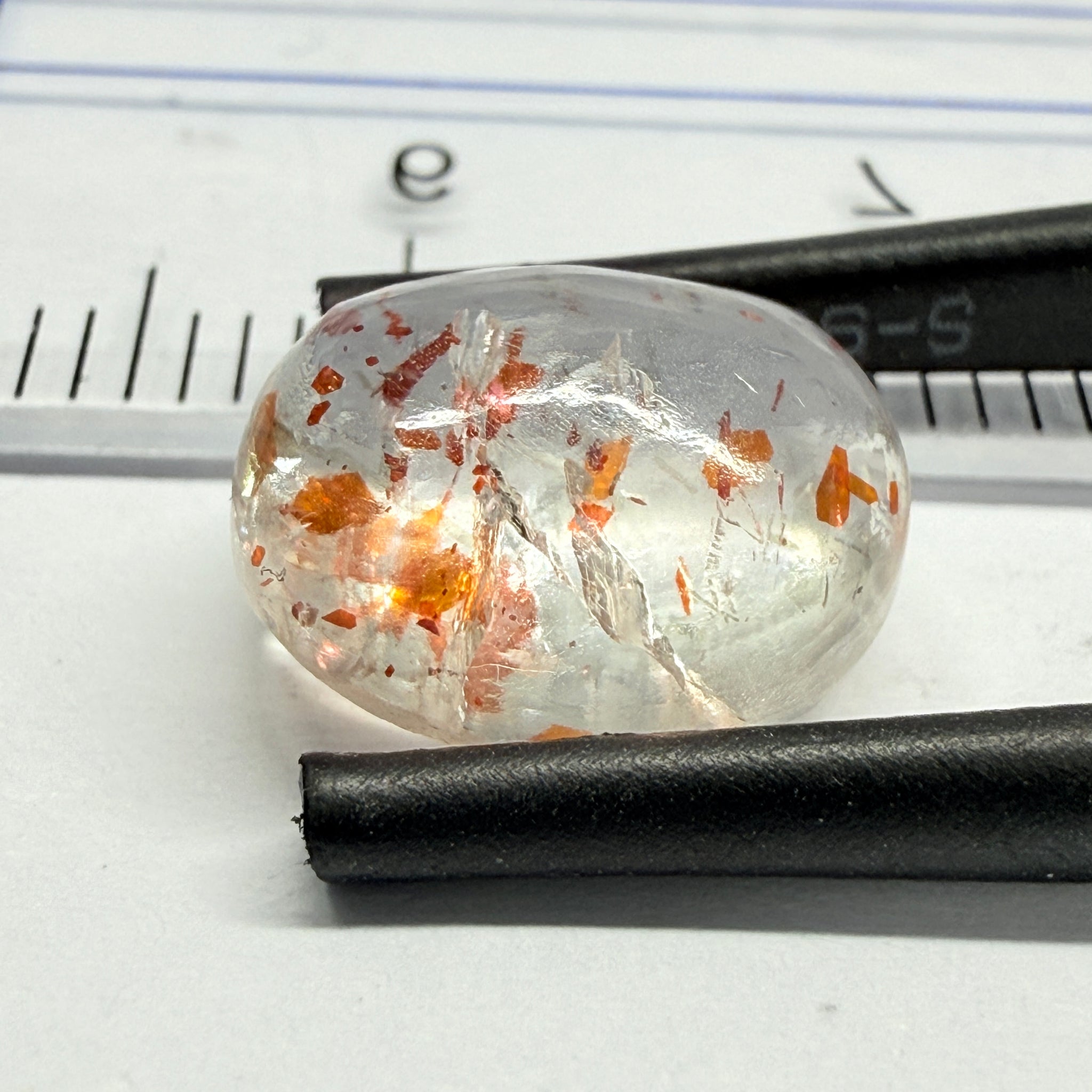 Confetti Sunstone Cabochon, 4.73ct, Tanzania, Untreated Unheated, flat backed