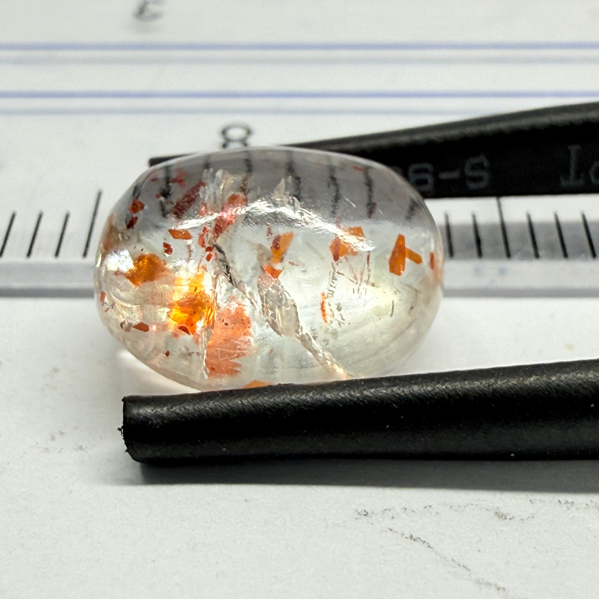 Confetti Sunstone Cabochon, 4.73ct, Tanzania, Untreated Unheated, flat backed