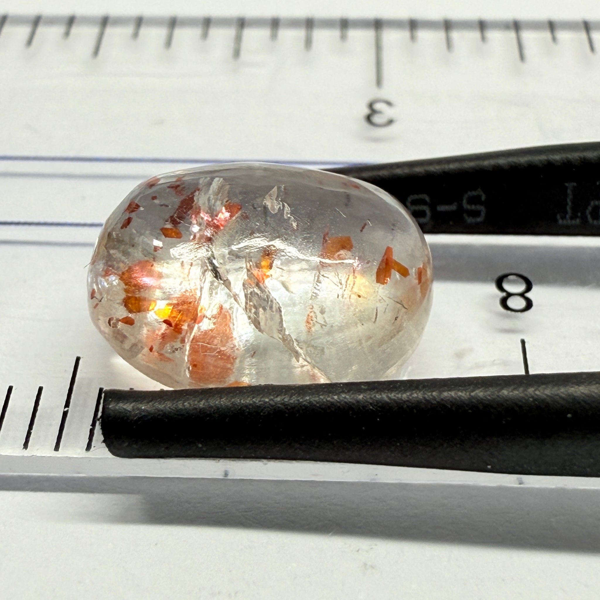 Confetti Sunstone Cabochon, 4.73ct, Tanzania, Untreated Unheated, flat backed