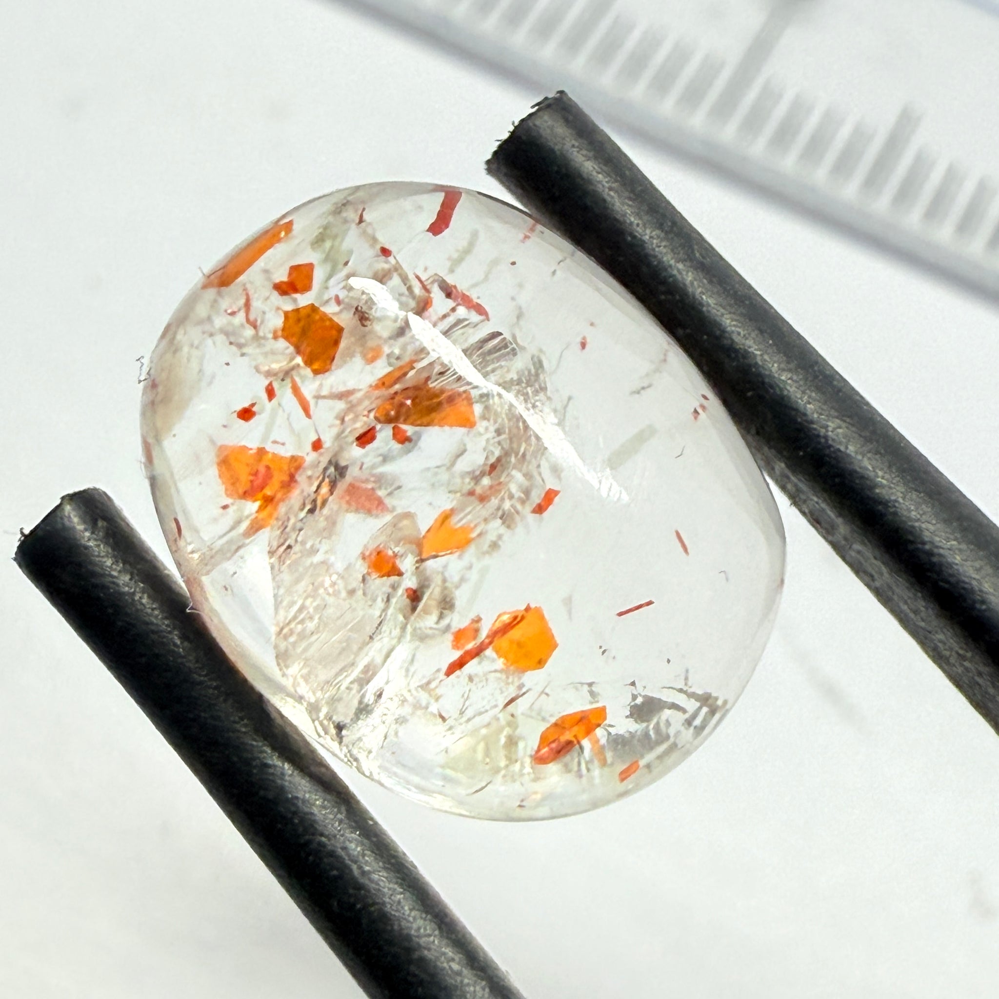 Confetti Sunstone Cabochon, 4.73ct, Tanzania, Untreated Unheated, flat backed