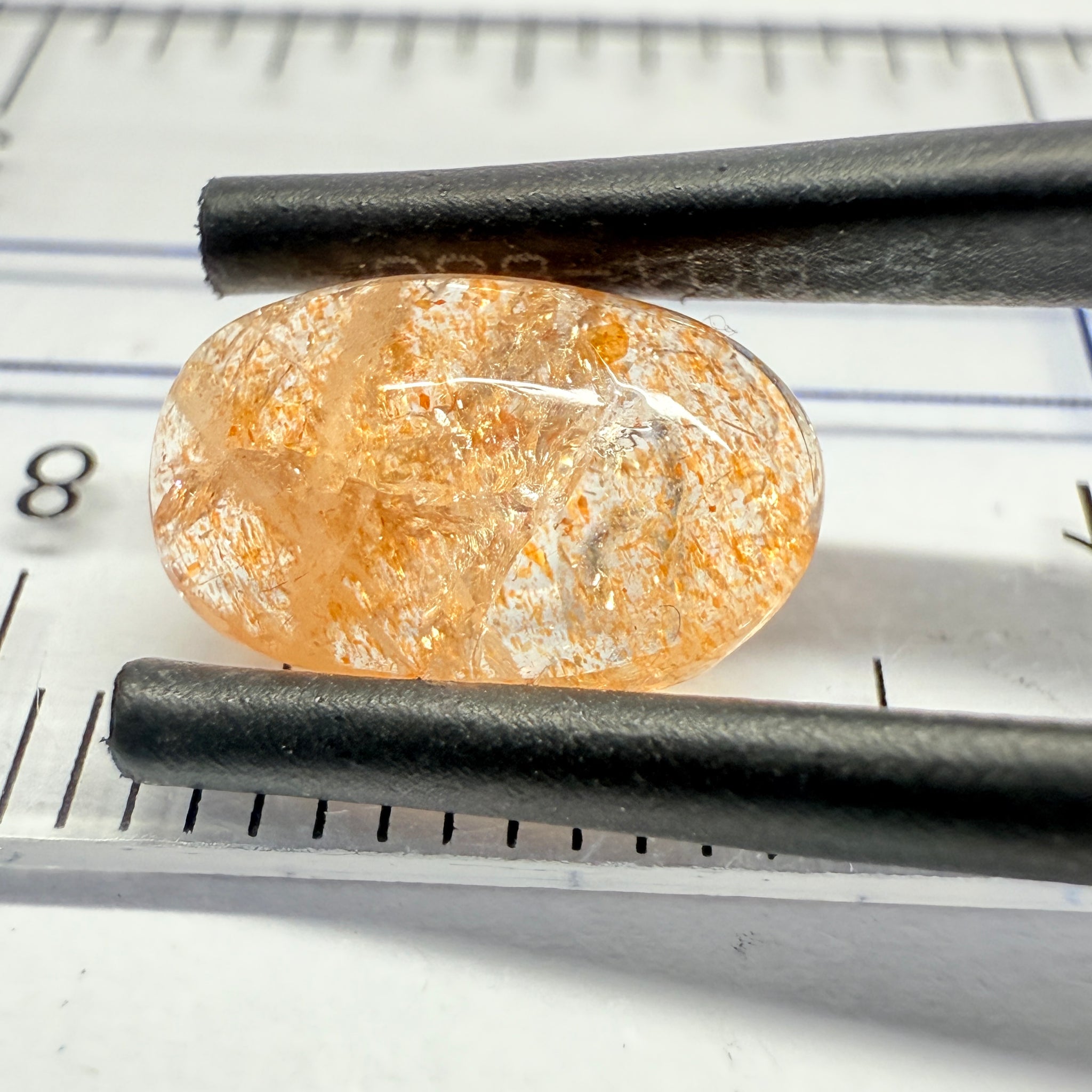 Confetti Sunstone Cabochon, 1.85ct, Tanzania, Untreated Unheated, flat backed