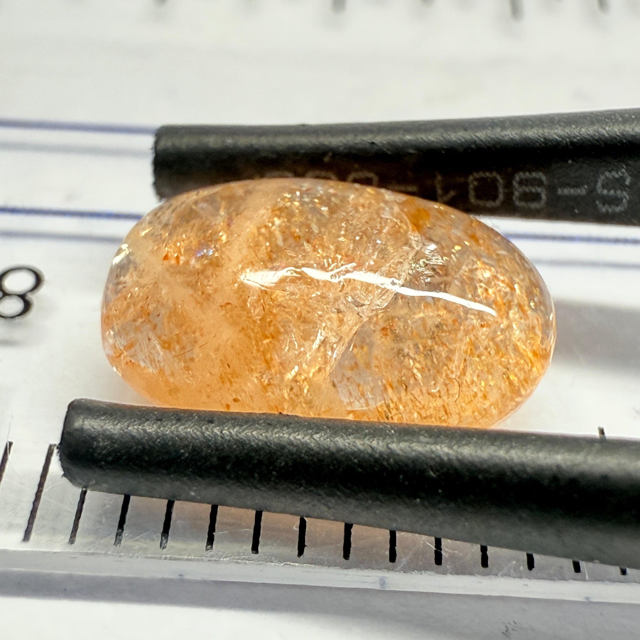 Confetti Sunstone Cabochon, 1.85ct, Tanzania, Untreated Unheated, flat backed