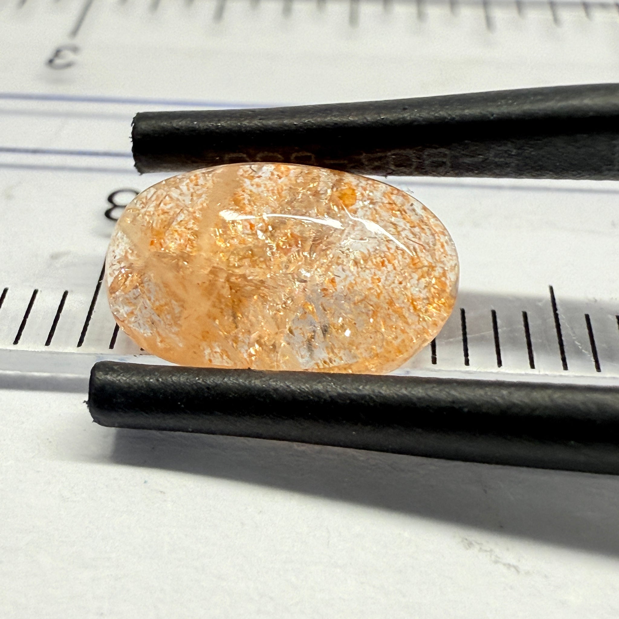 Confetti Sunstone Cabochon, 1.85ct, Tanzania, Untreated Unheated, flat backed