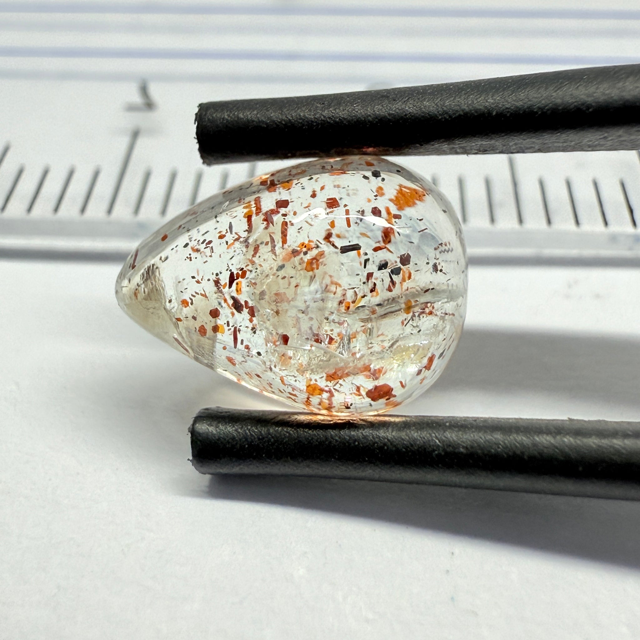 Confetti Sunstone Cabochon, 2.35ct, Tanzania, Untreated Unheated, flat backed