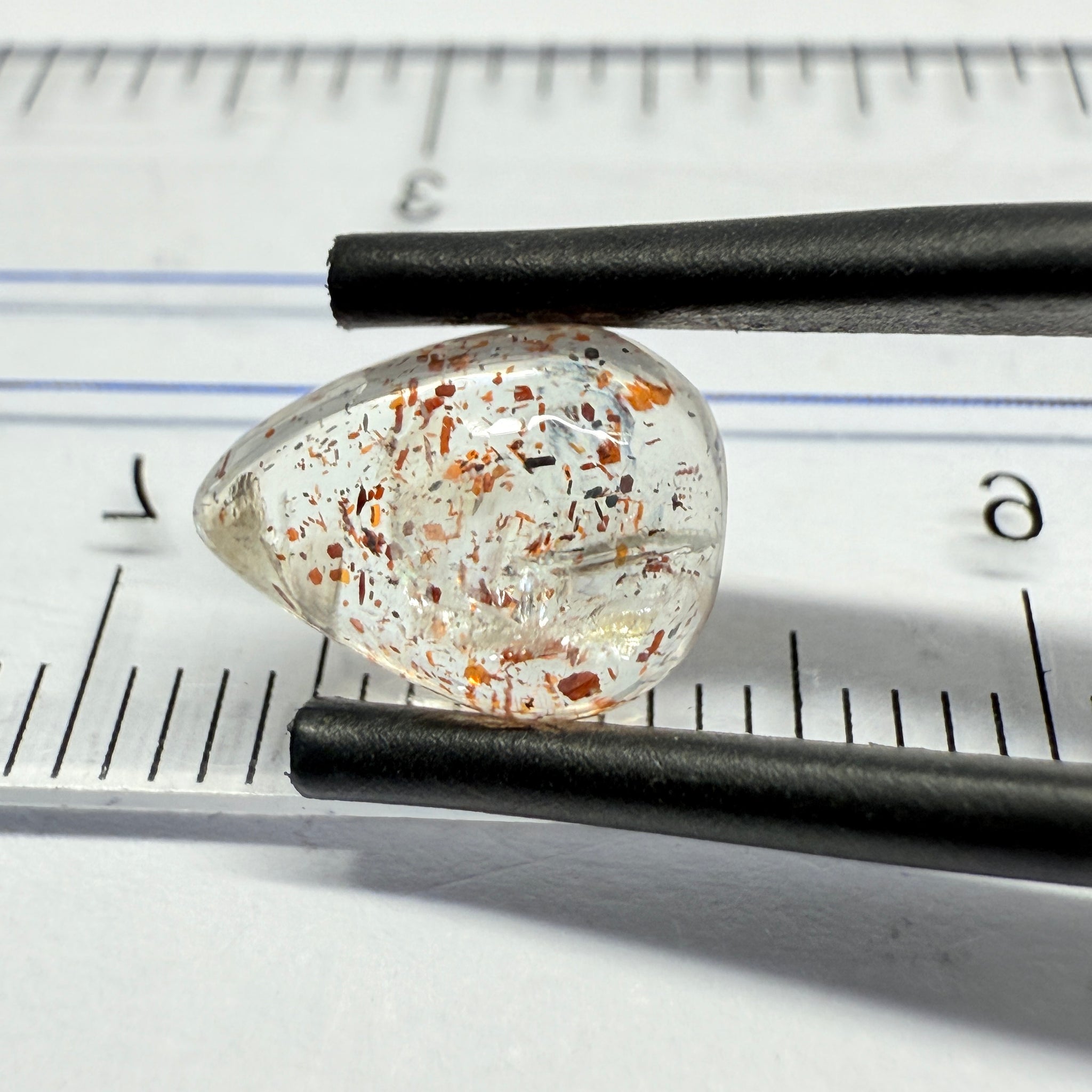 Confetti Sunstone Cabochon, 2.35ct, Tanzania, Untreated Unheated, flat backed