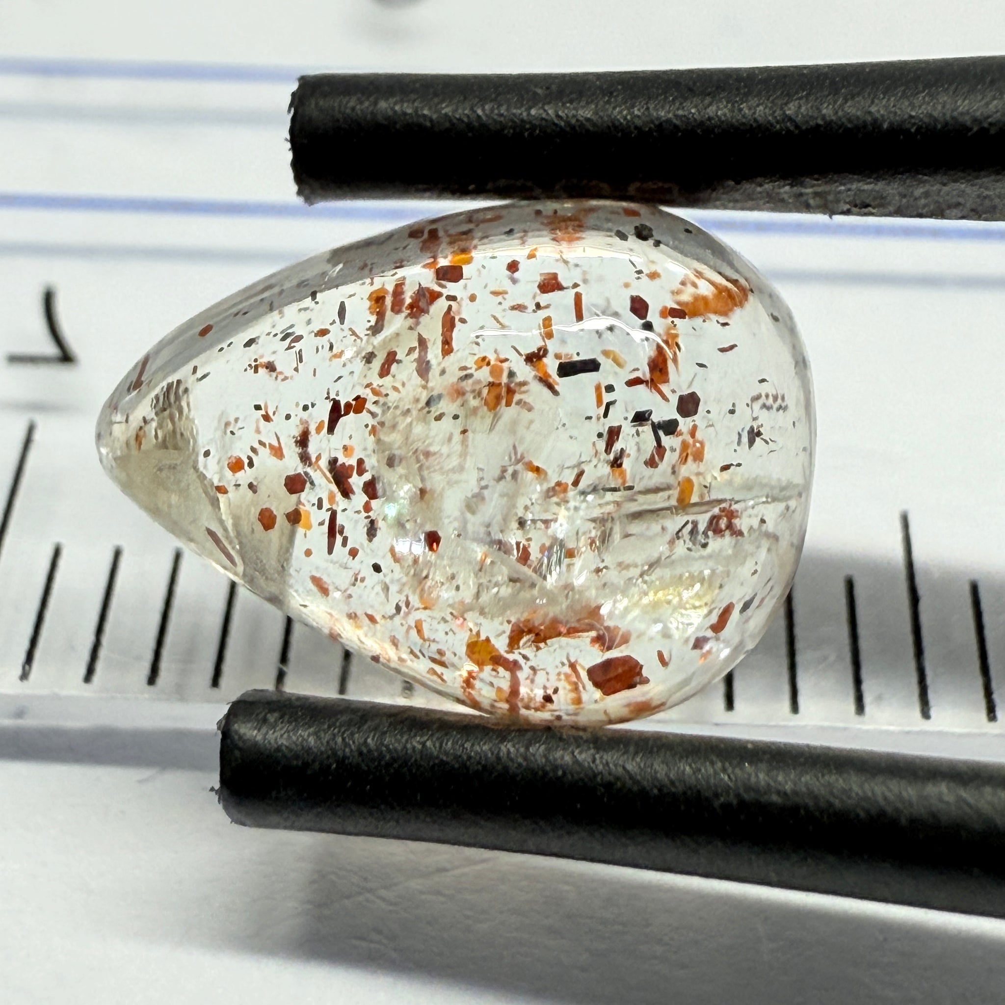 Confetti Sunstone Cabochon, 2.35ct, Tanzania, Untreated Unheated, flat backed