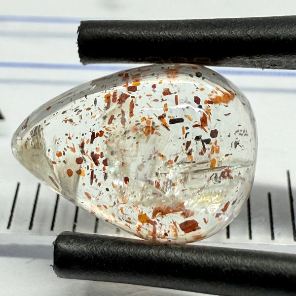 Confetti Sunstone Cabochon, 2.35ct, Tanzania, Untreated Unheated, flat backed
