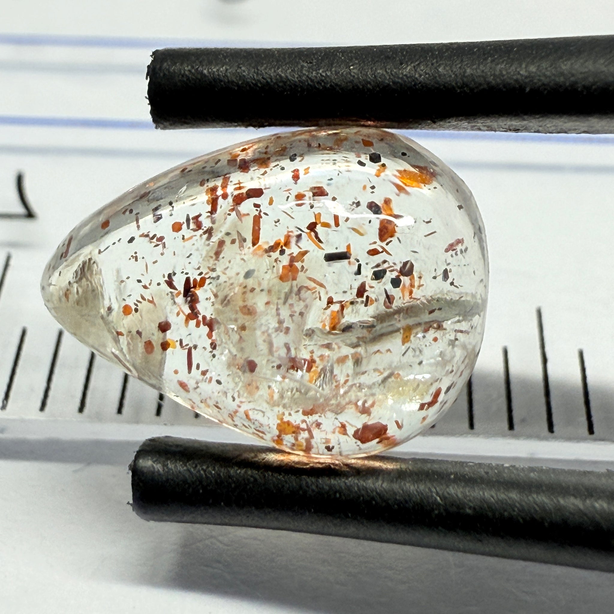 Confetti Sunstone Cabochon, 2.35ct, Tanzania, Untreated Unheated, flat backed