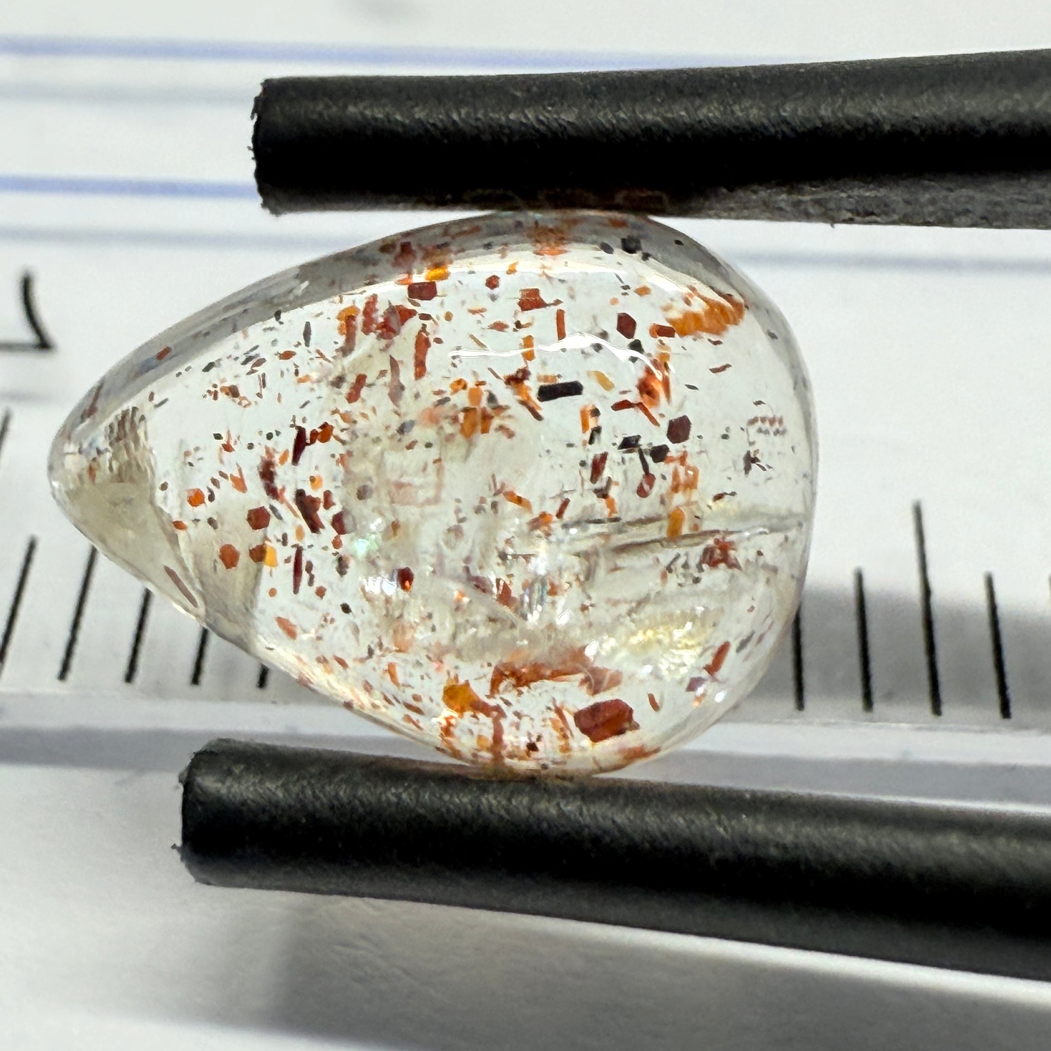 Confetti Sunstone Cabochon, 2.35ct, Tanzania, Untreated Unheated, flat backed