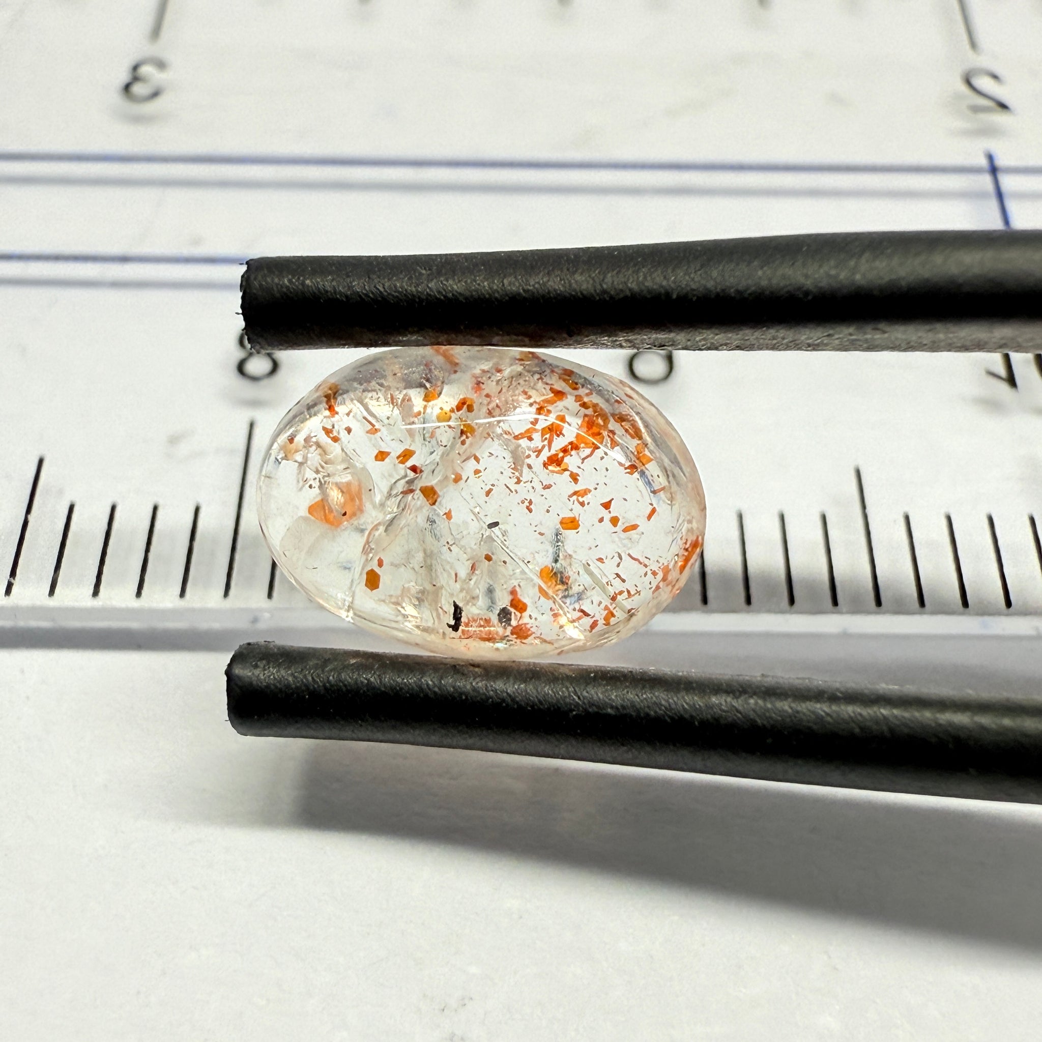 Confetti Sunstone Cabochon, 1.66ct, Tanzania, Untreated Unheated, flat backed