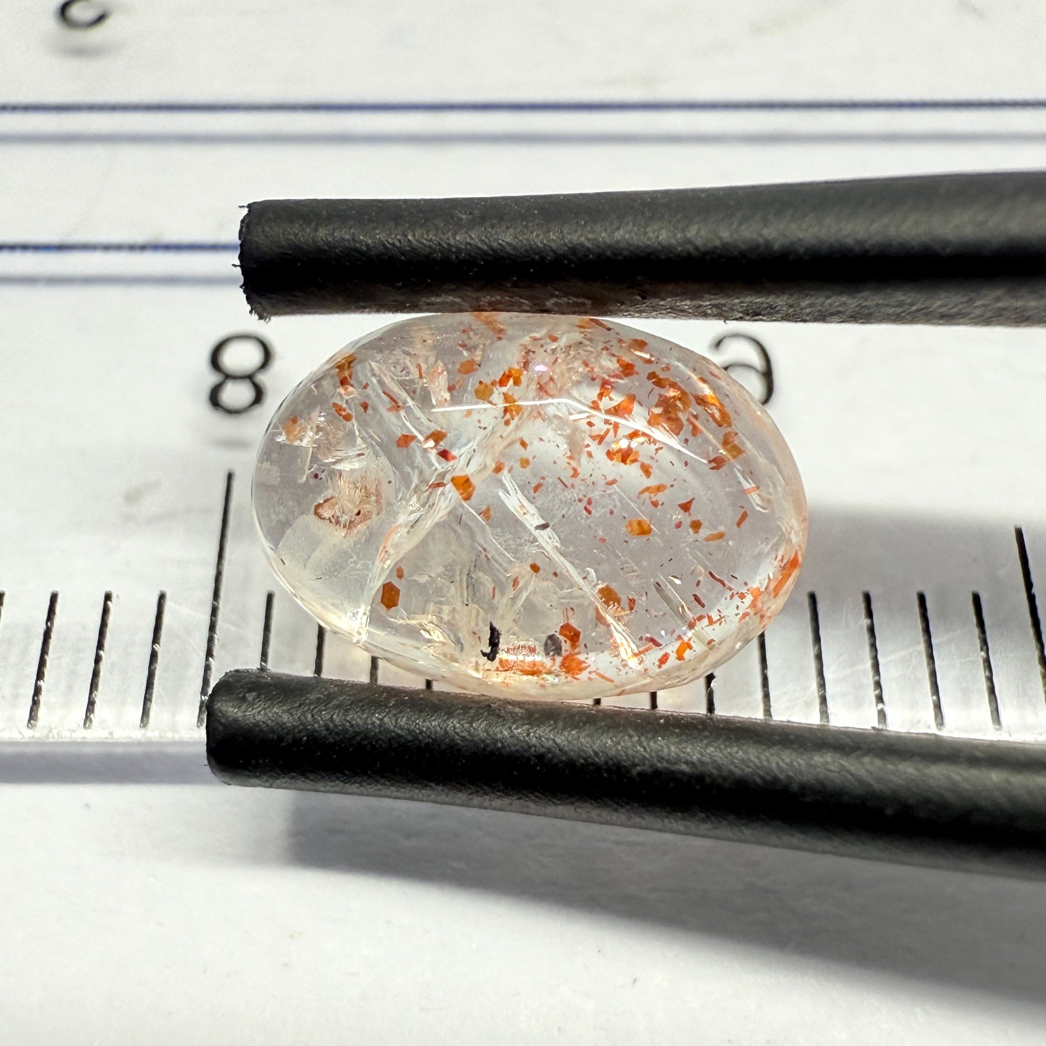 Confetti Sunstone Cabochon, 1.66ct, Tanzania, Untreated Unheated, flat backed