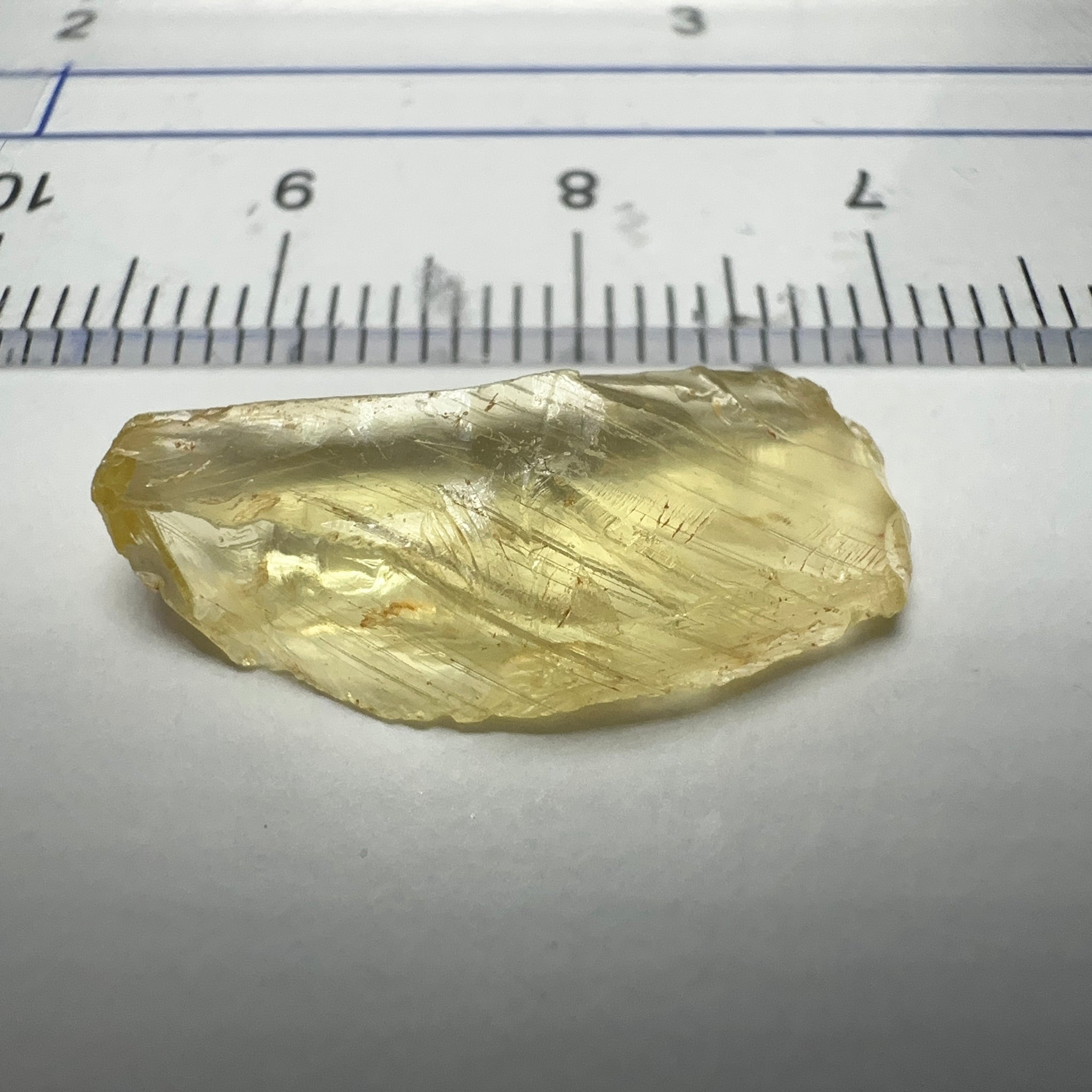 Danburite, 7.12ct, Tanzania, Untreated Unheated, heavily needled, dividing crack