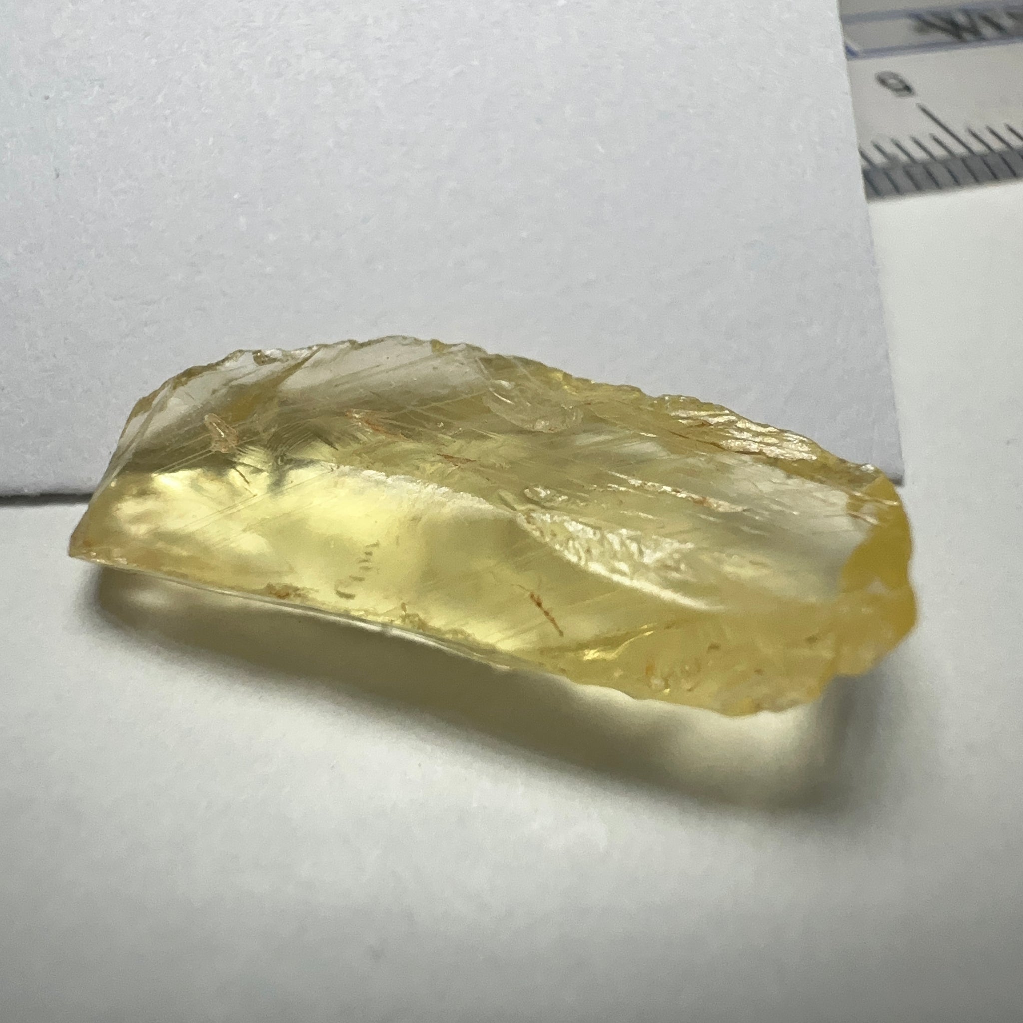 Danburite, 7.12ct, Tanzania, Untreated Unheated, heavily needled, dividing crack