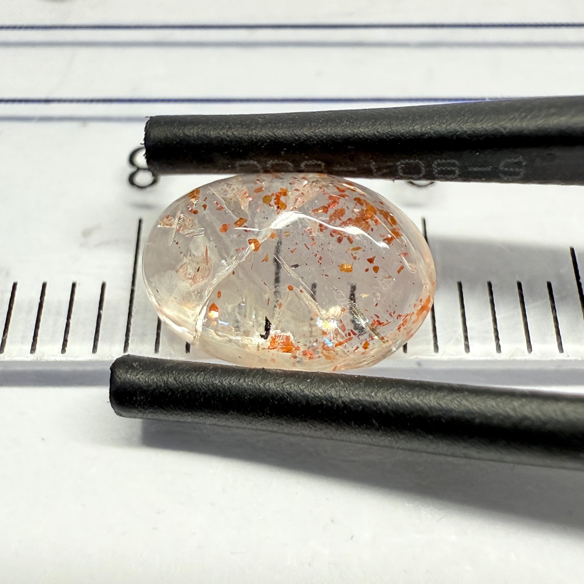 Confetti Sunstone Cabochon, 1.66ct, Tanzania, Untreated Unheated, flat backed