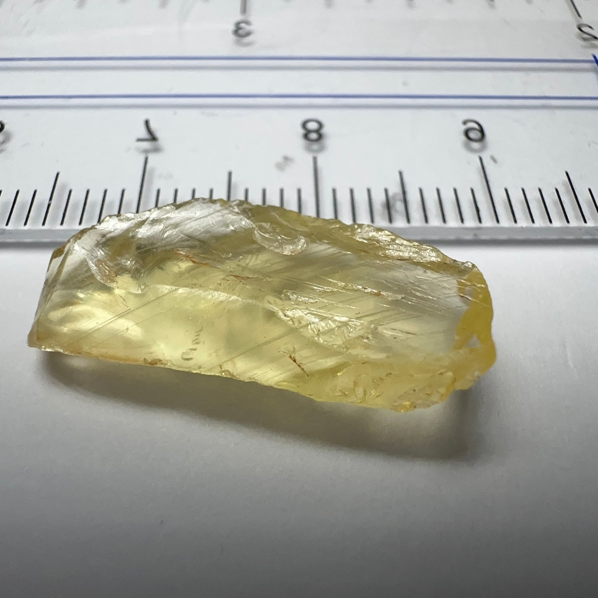 Danburite, 7.12ct, Tanzania, Untreated Unheated, heavily needled, dividing crack
