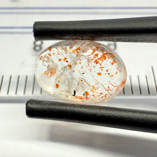 Confetti Sunstone Cabochon, 1.66ct, Tanzania, Untreated Unheated, flat backed