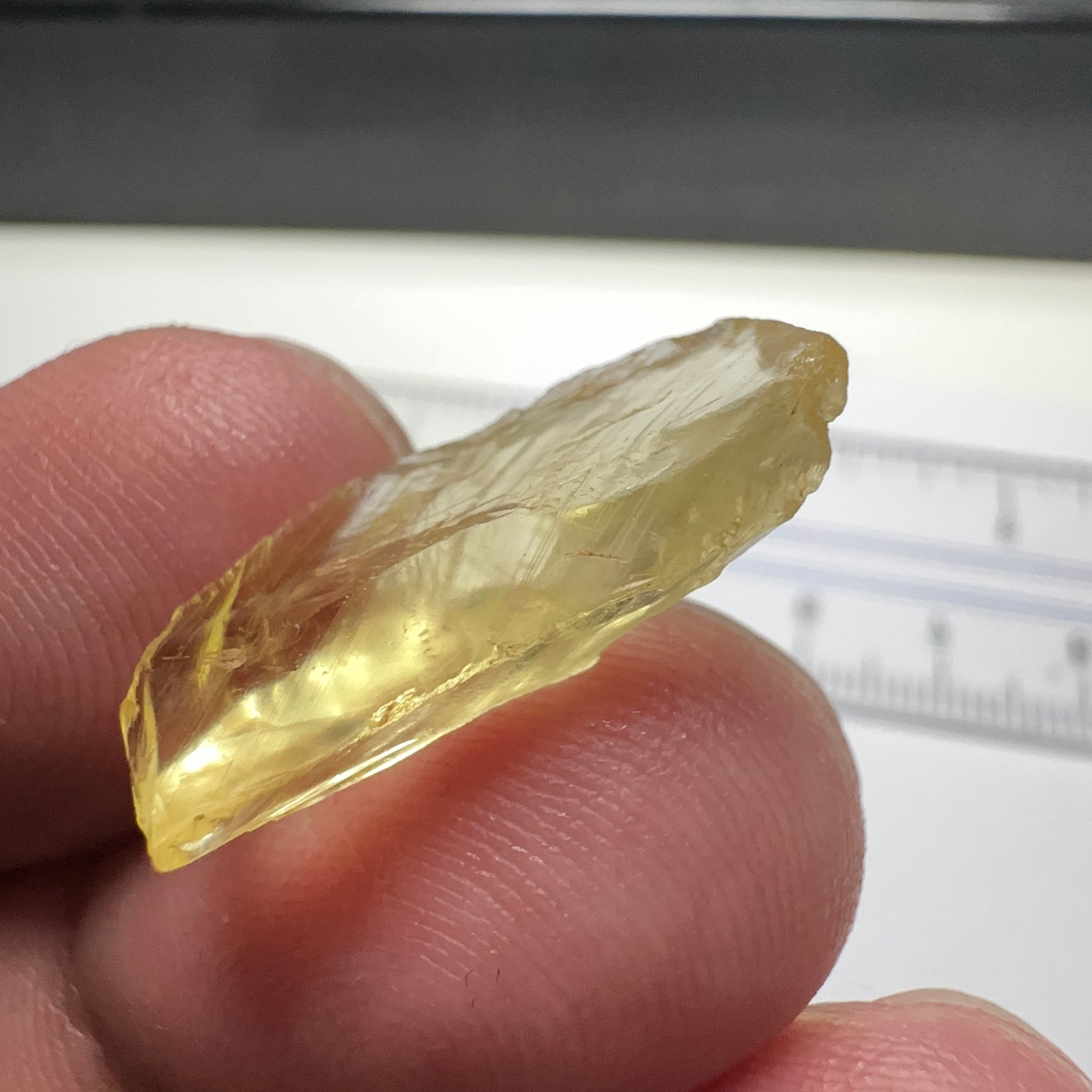 Danburite, 7.12ct, Tanzania, Untreated Unheated, heavily needled, dividing crack