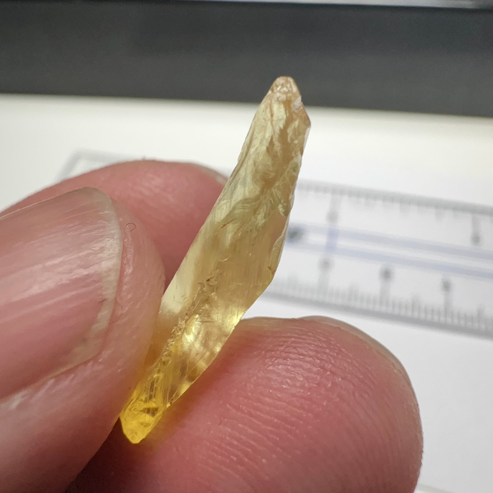 Danburite, 7.12ct, Tanzania, Untreated Unheated, heavily needled, dividing crack