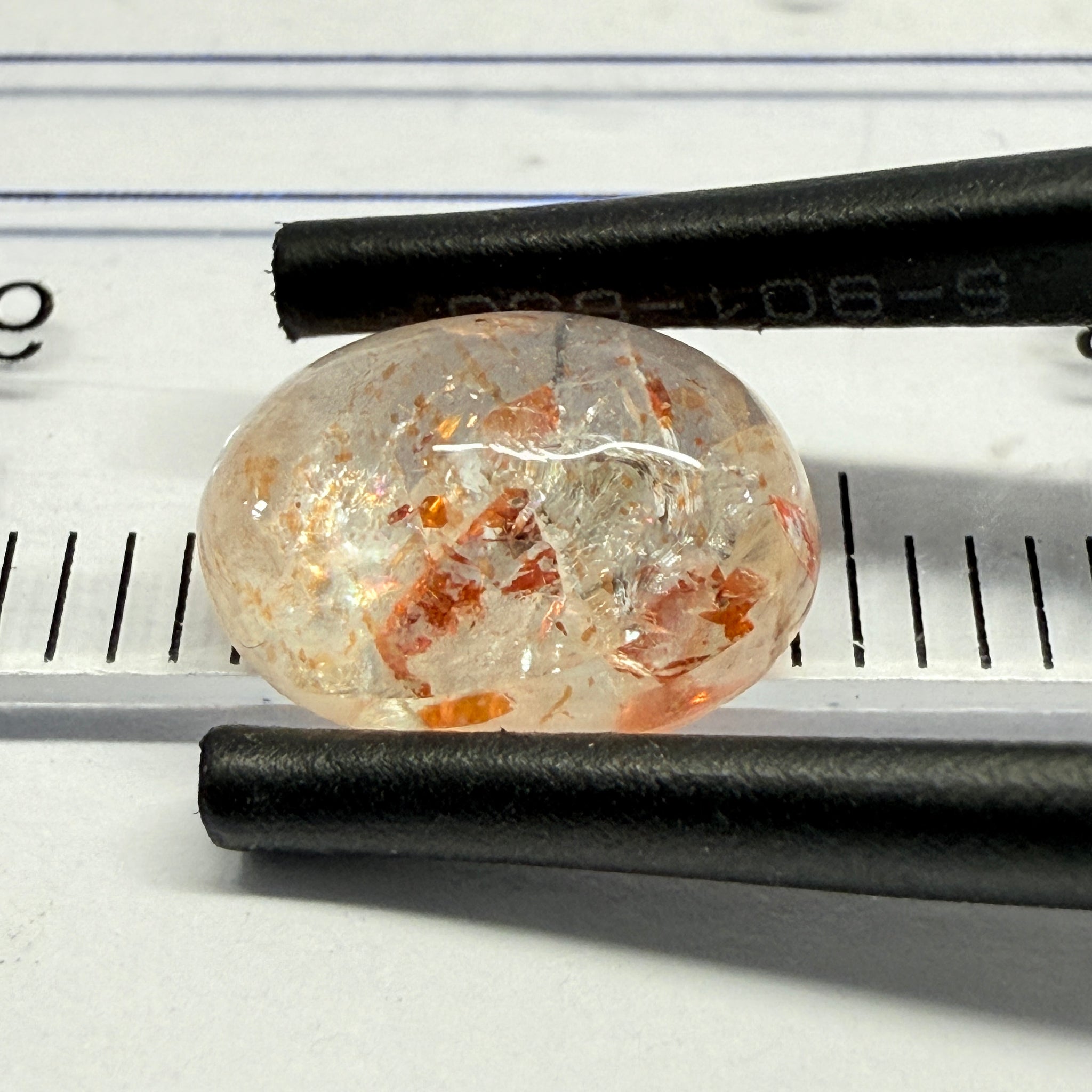 Confetti Sunstone Cabochon, 2.06ct, Tanzania, Untreated Unheated, flat backed