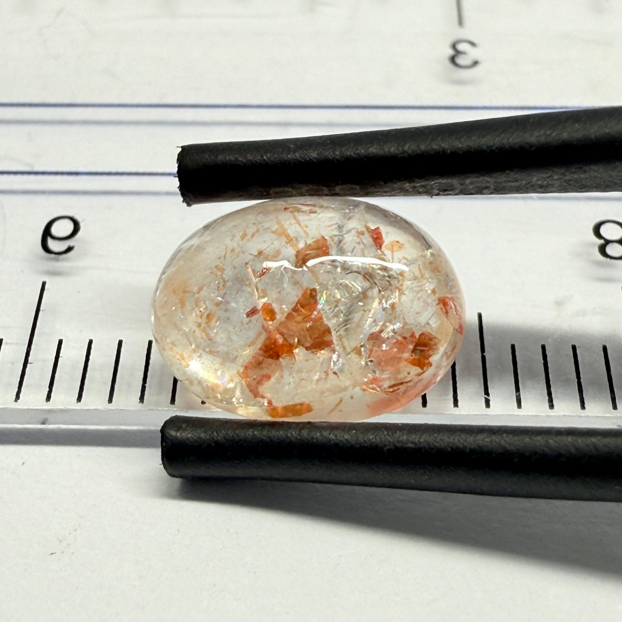 Confetti Sunstone Cabochon, 2.06ct, Tanzania, Untreated Unheated, flat backed