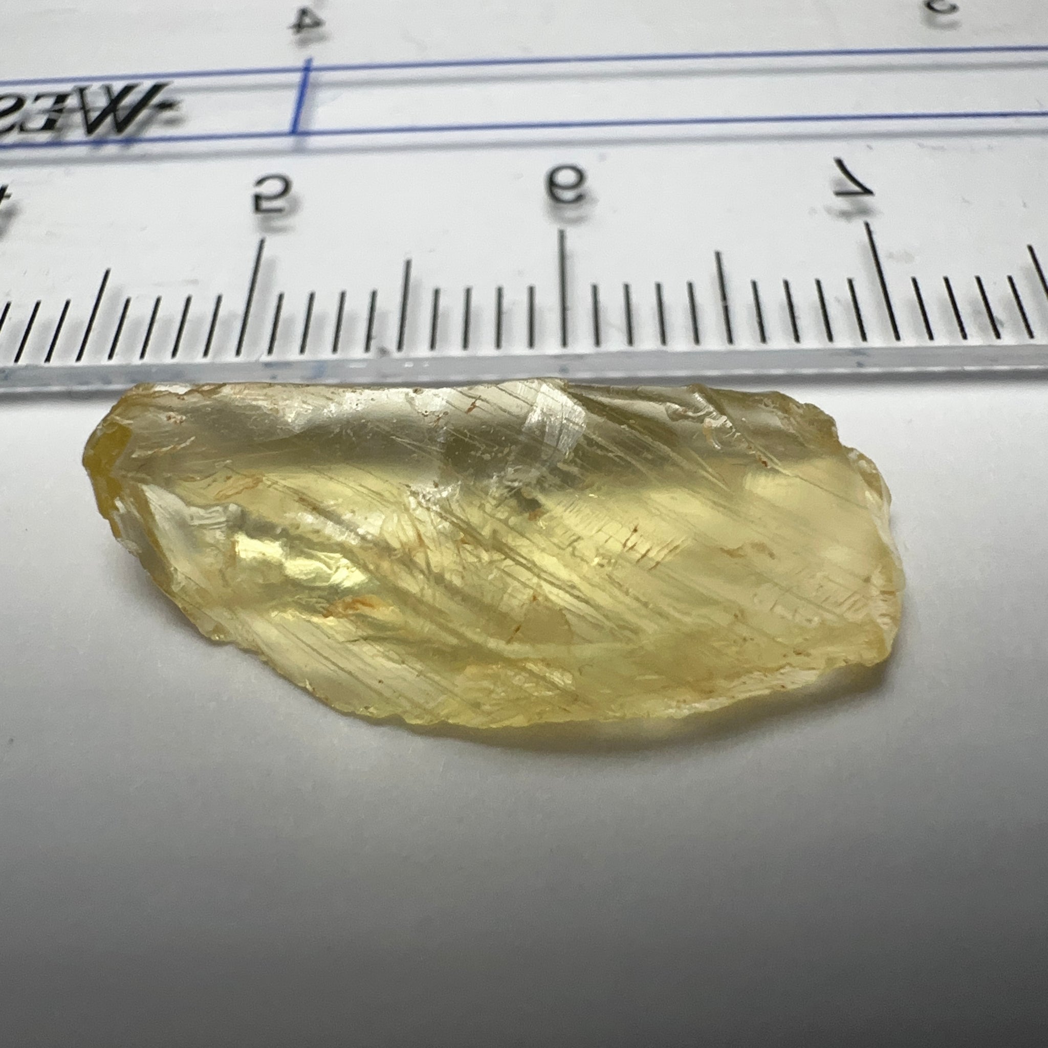 Danburite, 7.12ct, Tanzania, Untreated Unheated, heavily needled, dividing crack