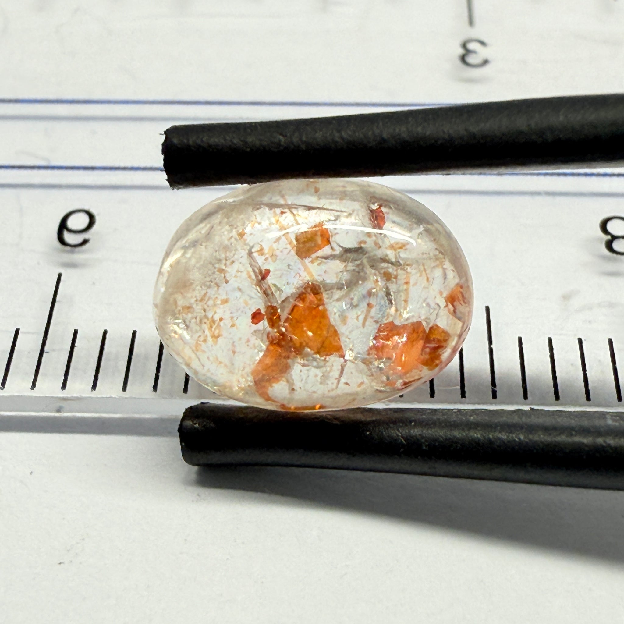 Confetti Sunstone Cabochon, 2.06ct, Tanzania, Untreated Unheated, flat backed