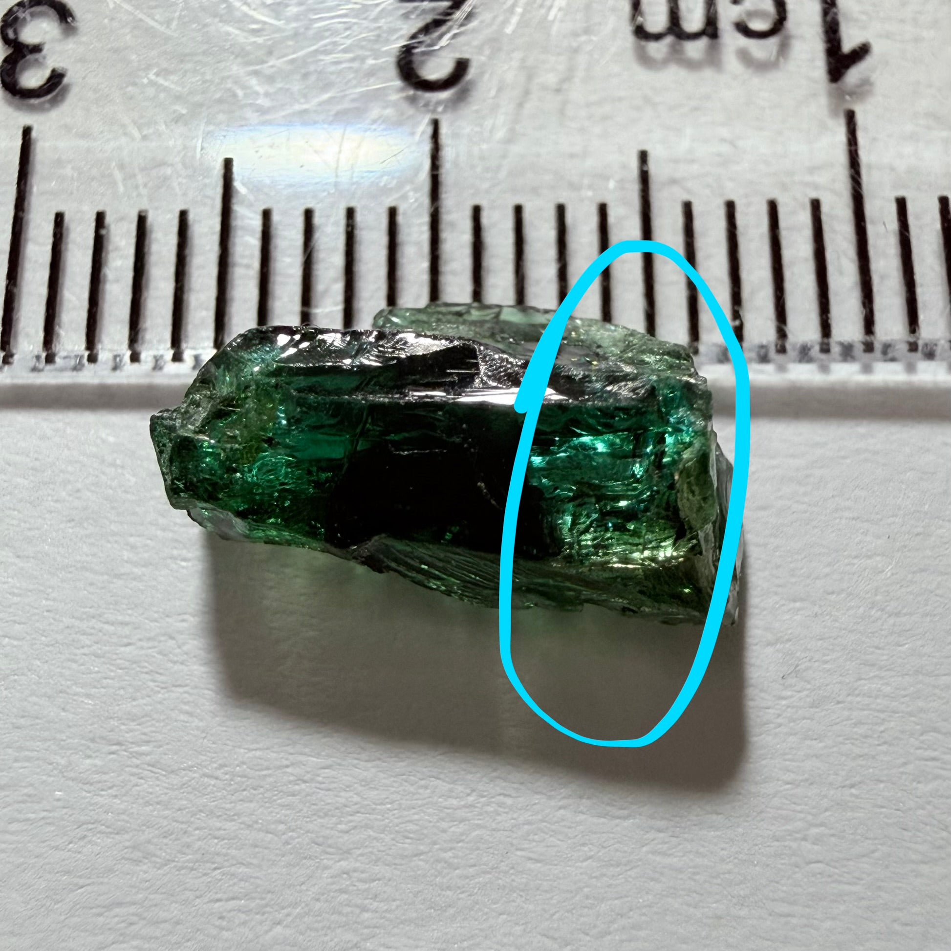 Tanzanite / Zoisite Crystal Specimen, 3.41ct, Merelani, Tanzania. Unheated Unheated, faceting portion in the center, major crack on the side circled in next pic