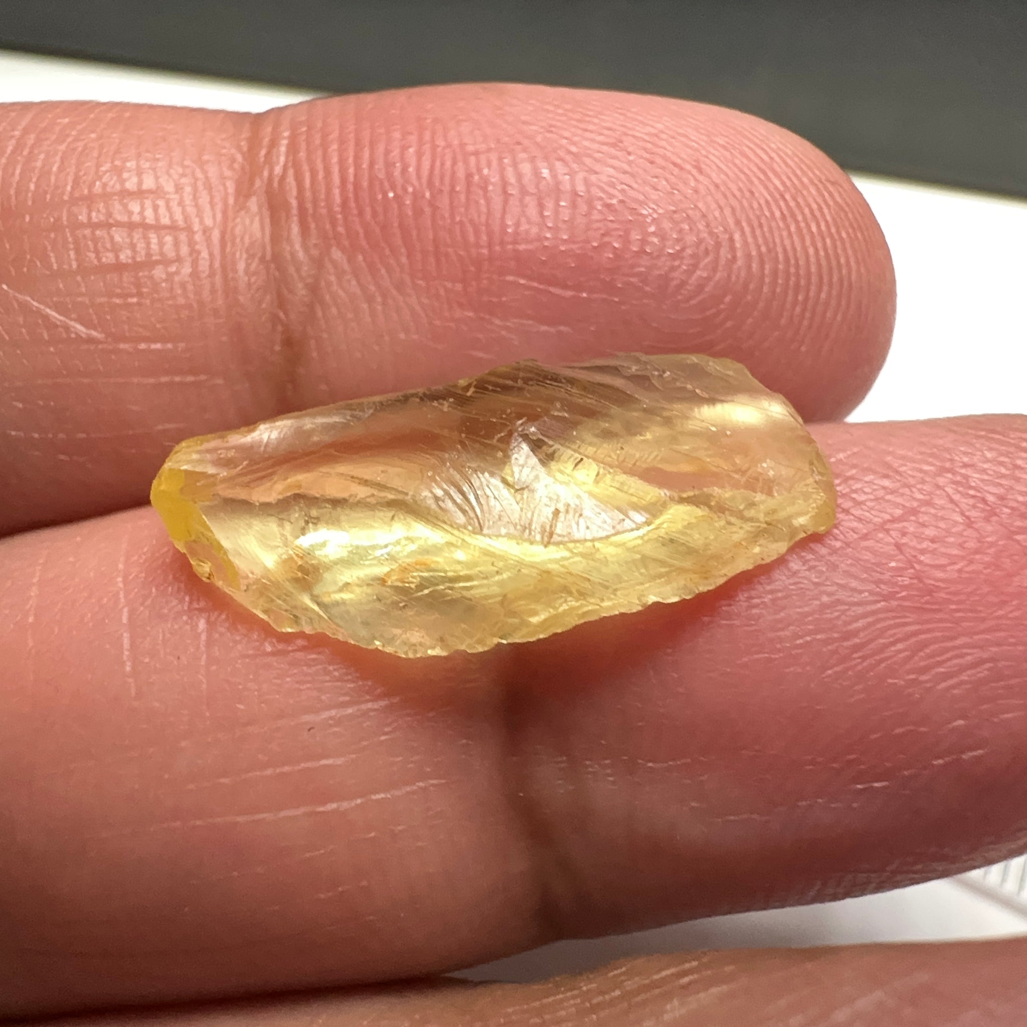 Danburite, 7.12ct, Tanzania, Untreated Unheated, heavily needled, dividing crack