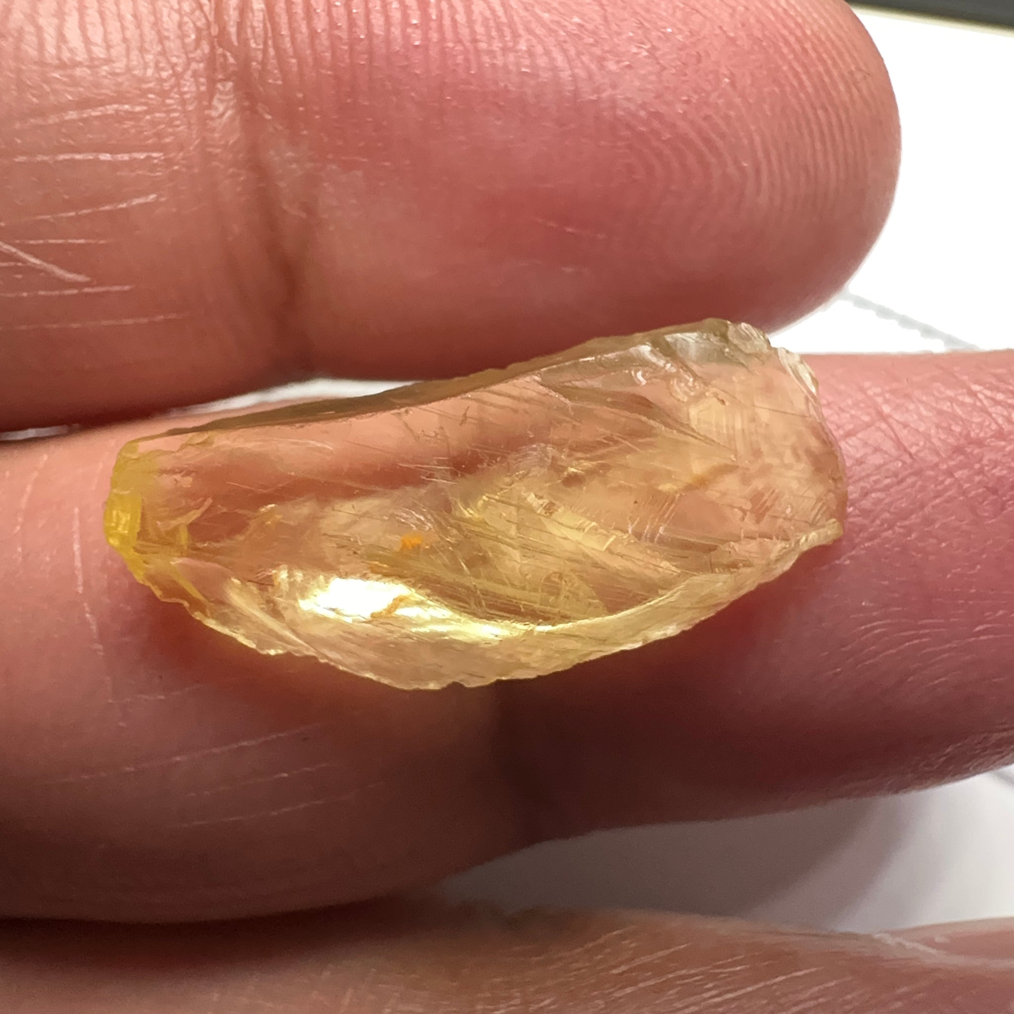 Danburite, 7.12ct, Tanzania, Untreated Unheated, heavily needled, dividing crack