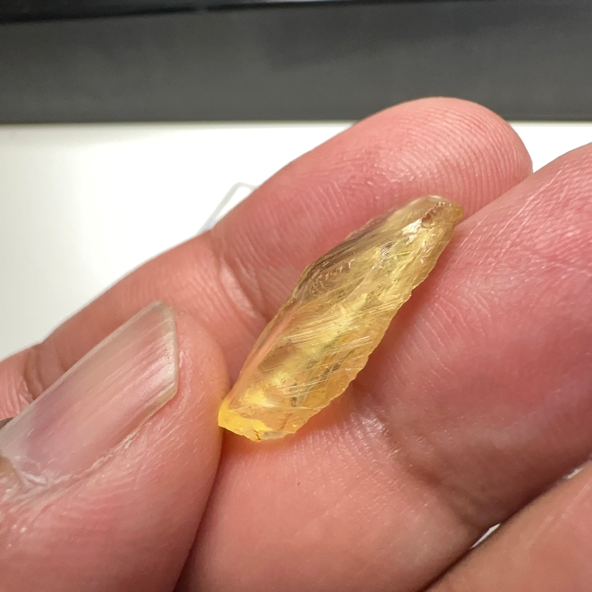 Danburite, 7.12ct, Tanzania, Untreated Unheated, heavily needled, dividing crack