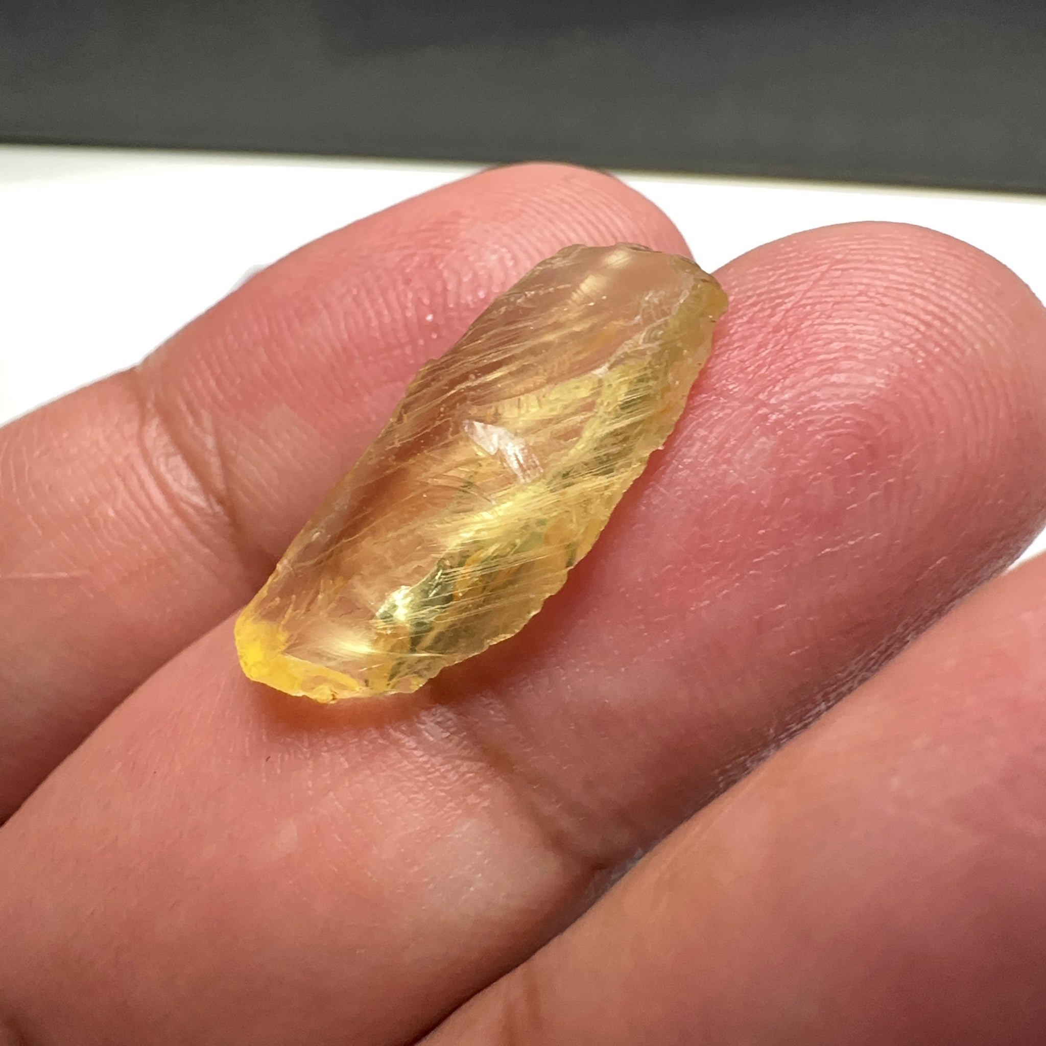 Danburite, 7.12ct, Tanzania, Untreated Unheated, heavily needled, dividing crack