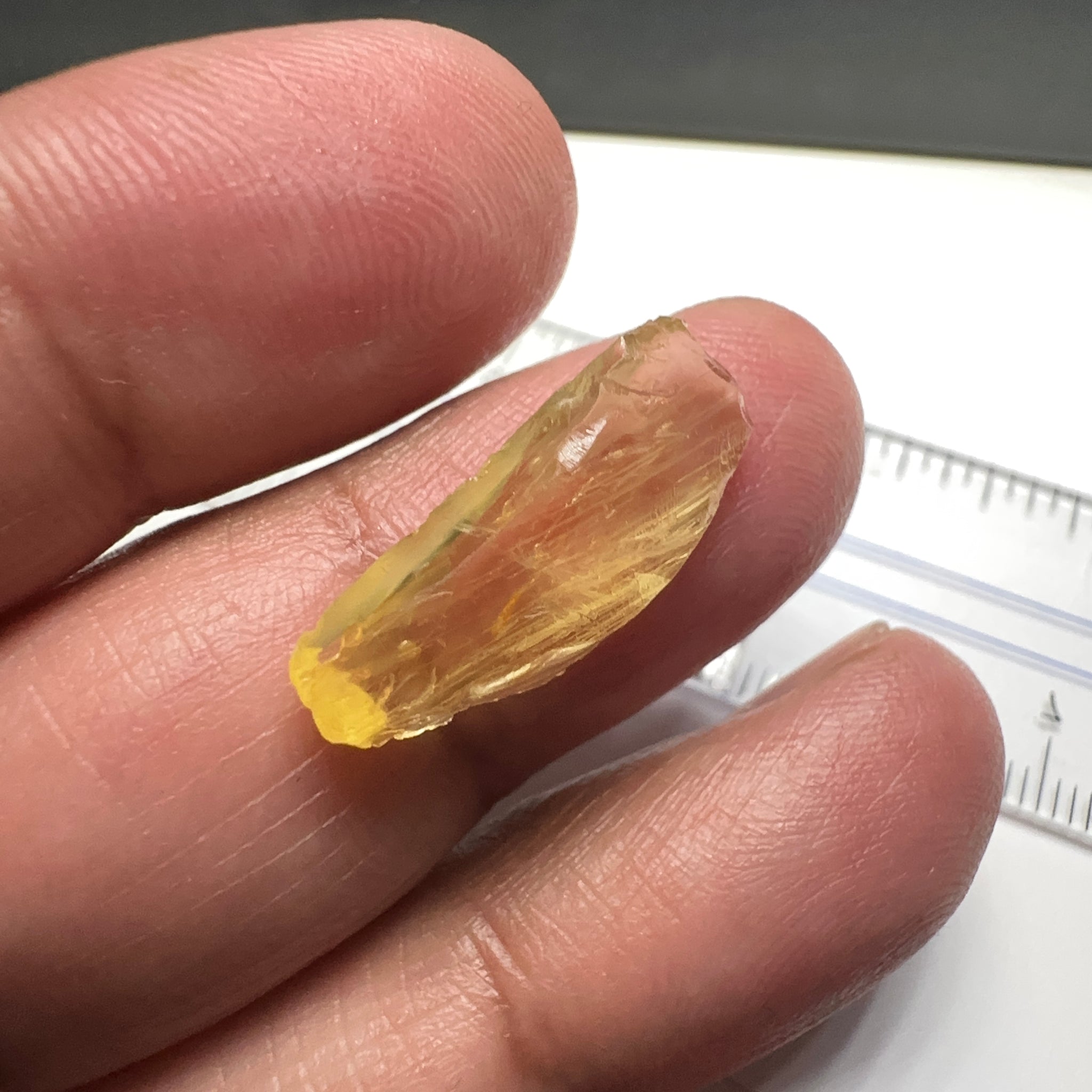 Danburite, 7.12ct, Tanzania, Untreated Unheated, heavily needled, dividing crack